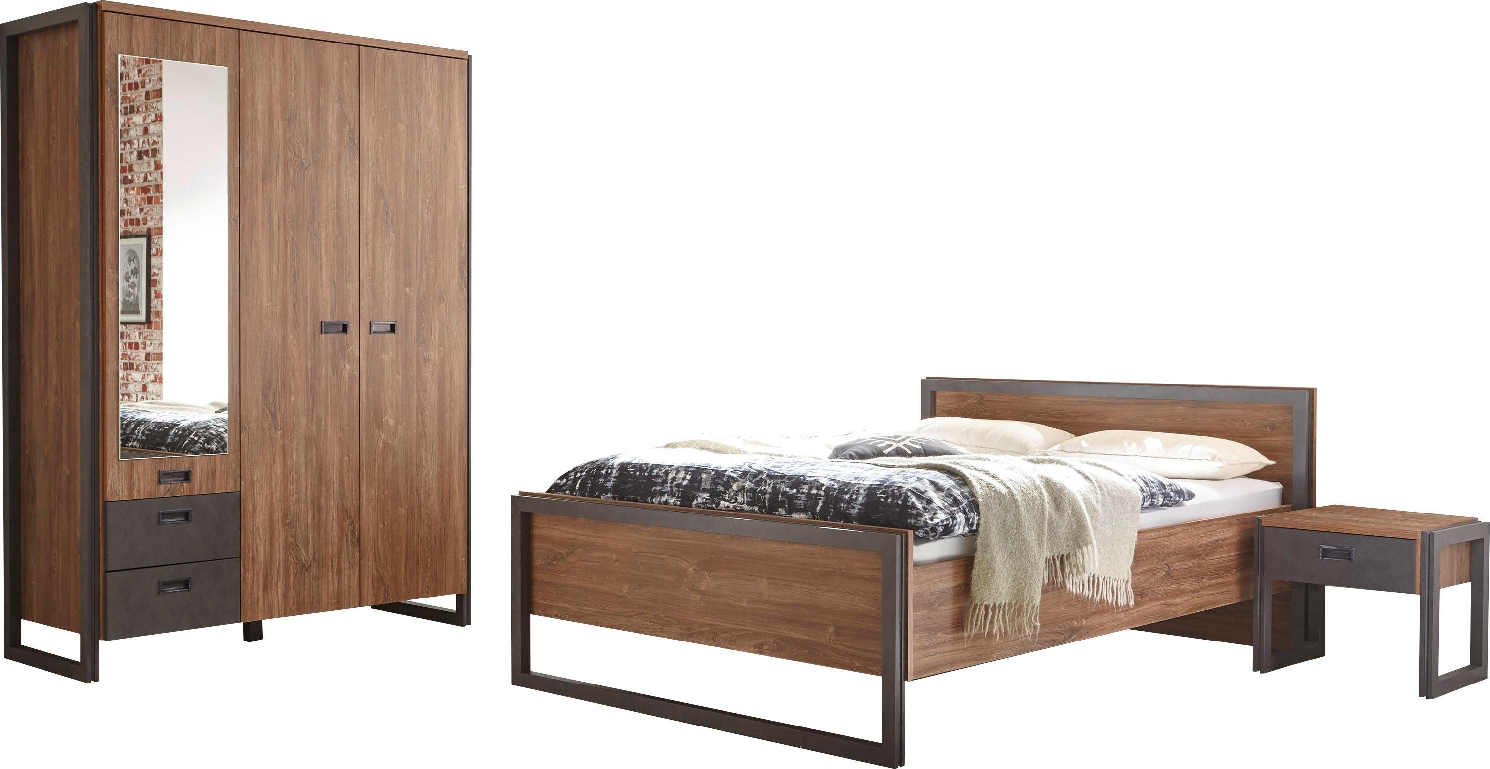 Home affaire Slaapkamerserie Detroit (set, 4-delig) complete slaapkamers bruin