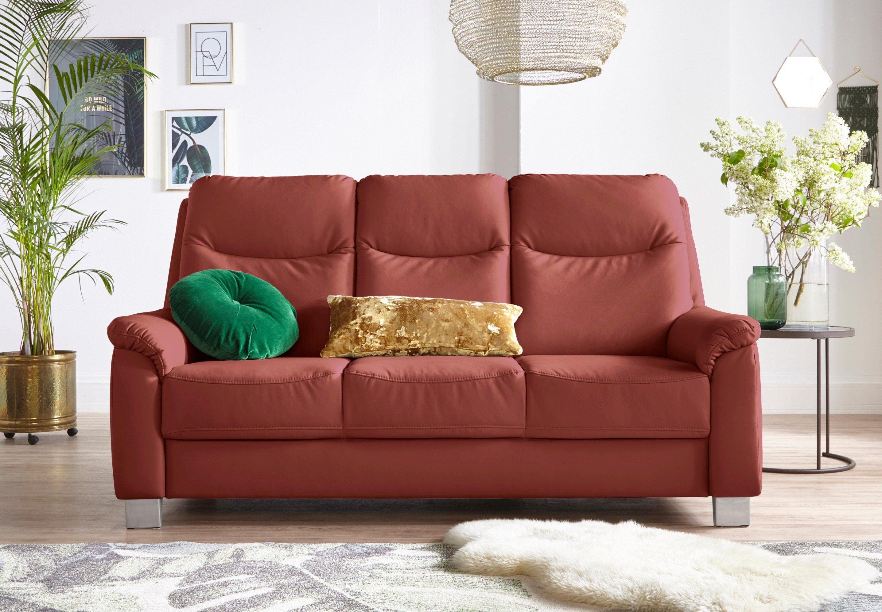 sit&more 3-zitsbank Boccaccio met binnenvering en verstelbare hoofdsteun bruin, 3-zitsbanken, 190 cm