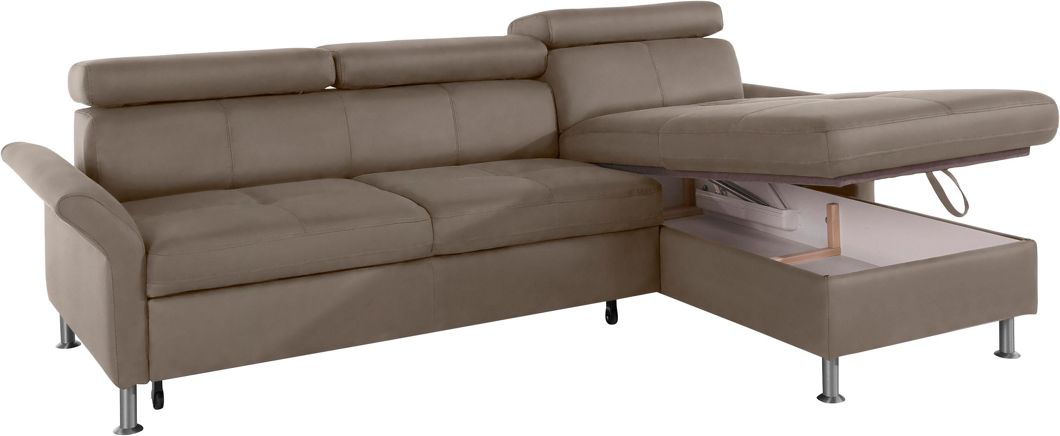 exxpo - sofa fashion Hoekbank Maretto, comfortabel en handig, L-vorm inclusief verstelbare hoofd- en rugleuning, naar keuze met slaapfunctie