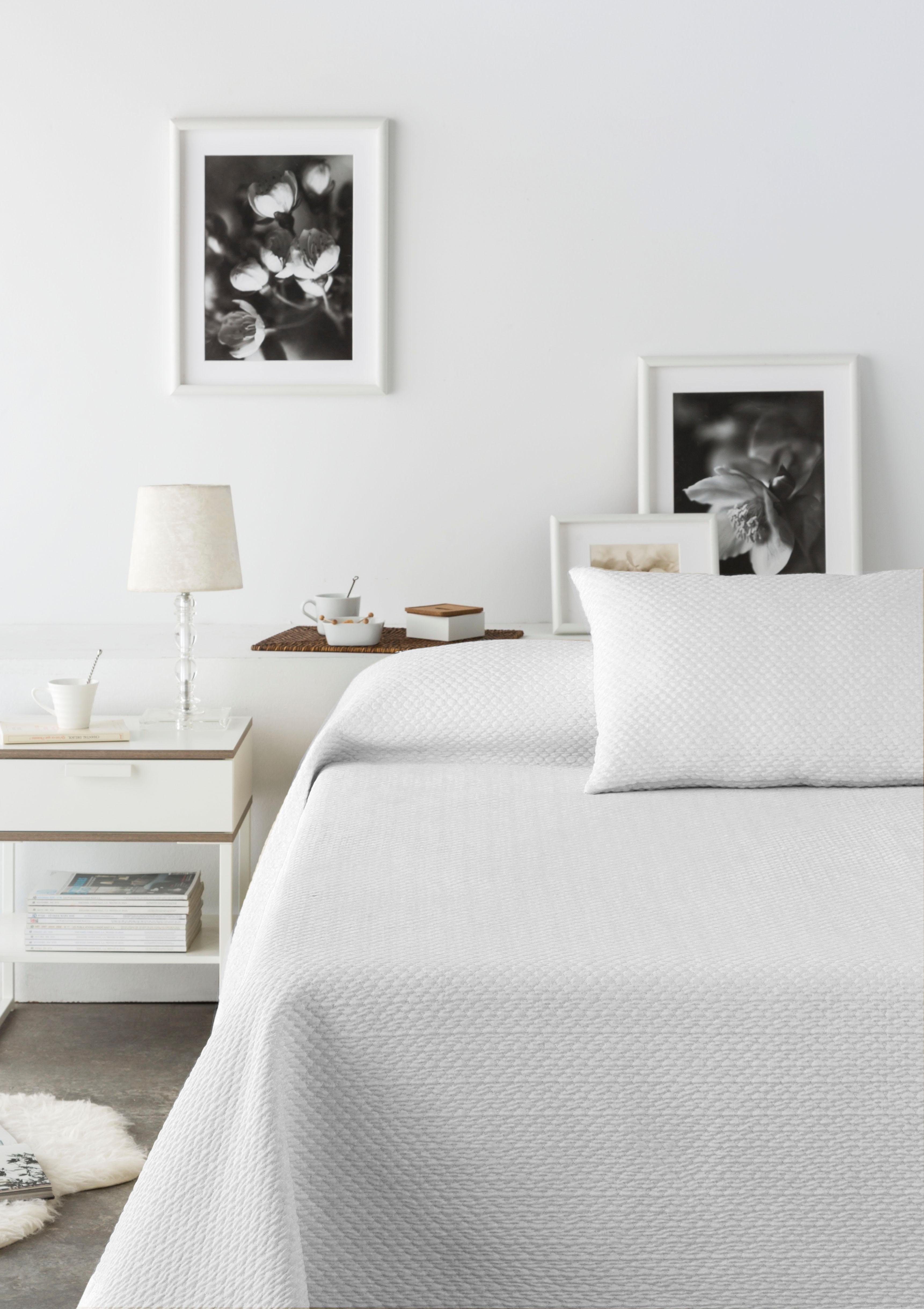 my home Sprei Annika gestikte sprei, van 50% gerecycled katoen spreien maat 250x240 cm wit