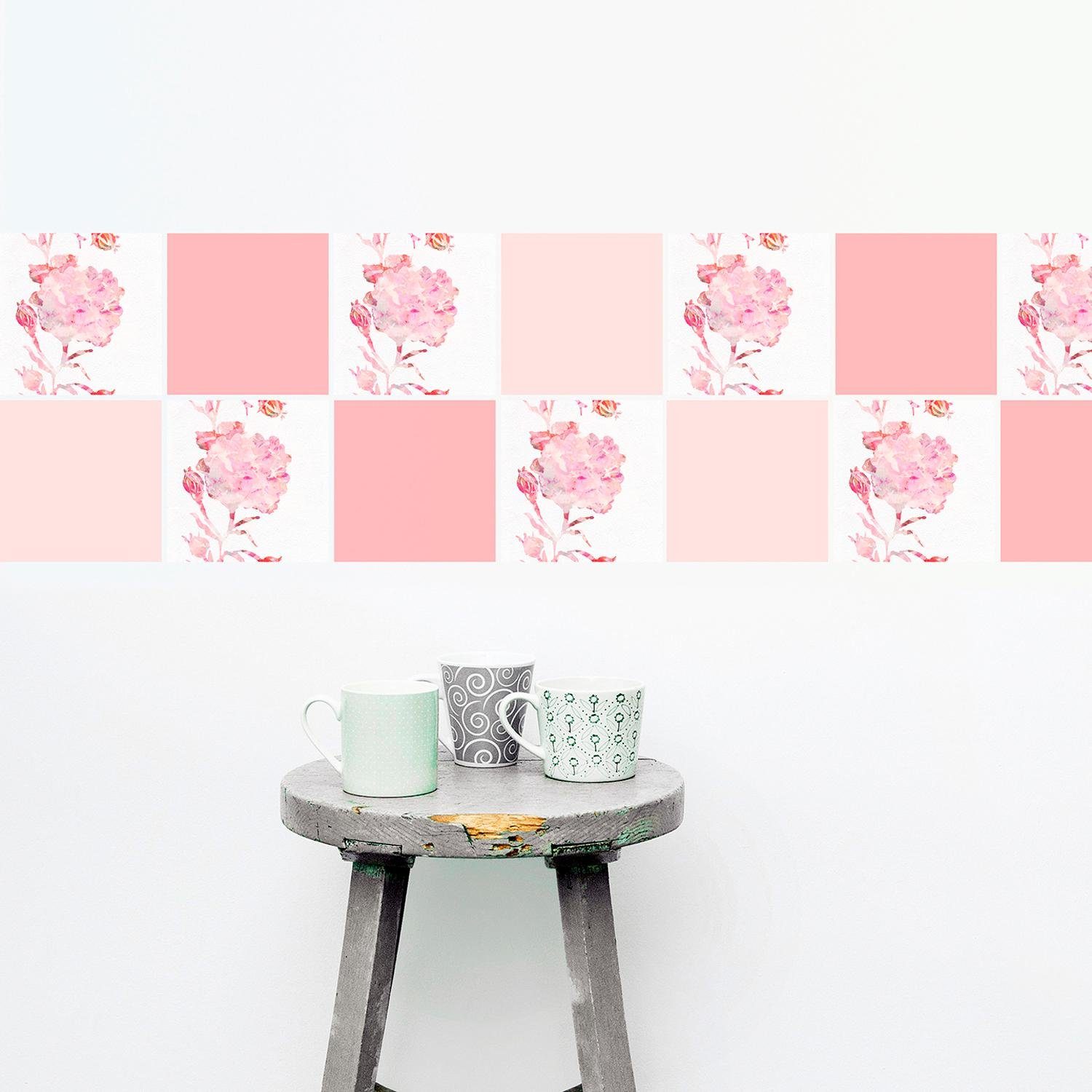 queence Tegelsticker Bloemen Stickertegels, zelfklevend, stickers, 12-delige set (12 stuks)