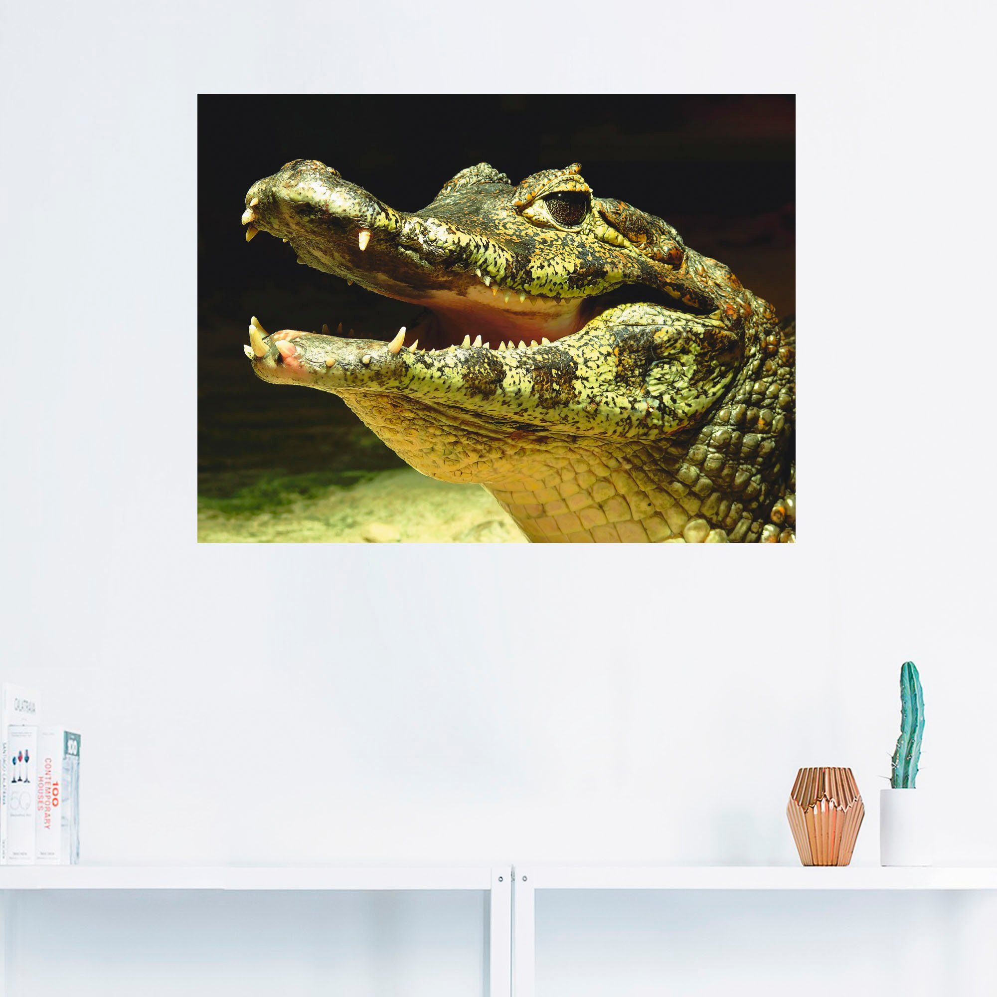 Artland Artprint Een glimlachende krokodil als poster, muursticker in verschillende maten