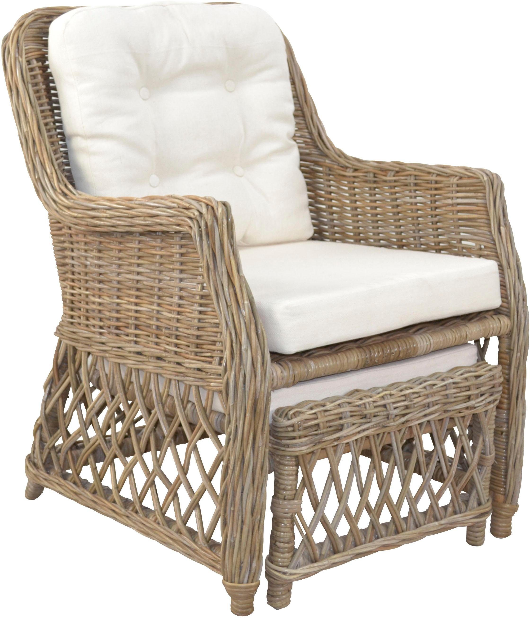 Home affaire Rotanstoel Handwerk, afm. (bxdxh): (67x75x91) rotan stoelen grijs