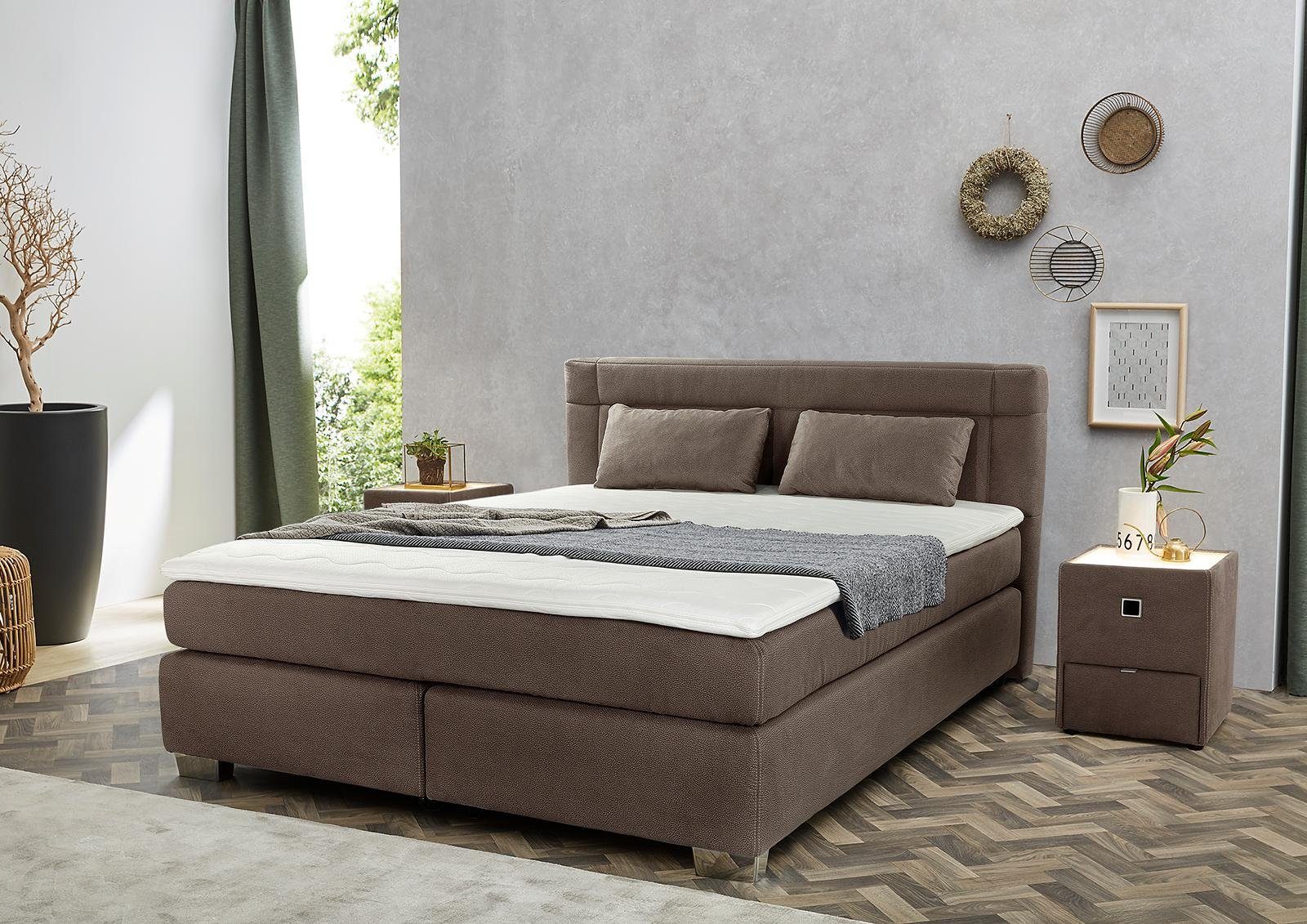 Jockenhöfer Gruppe Boxspring Romana, incl. 7-zones TTFK-matras KS-topper, verschillende hardheden en bedbreedtes beschikbaar boxsprings bruin