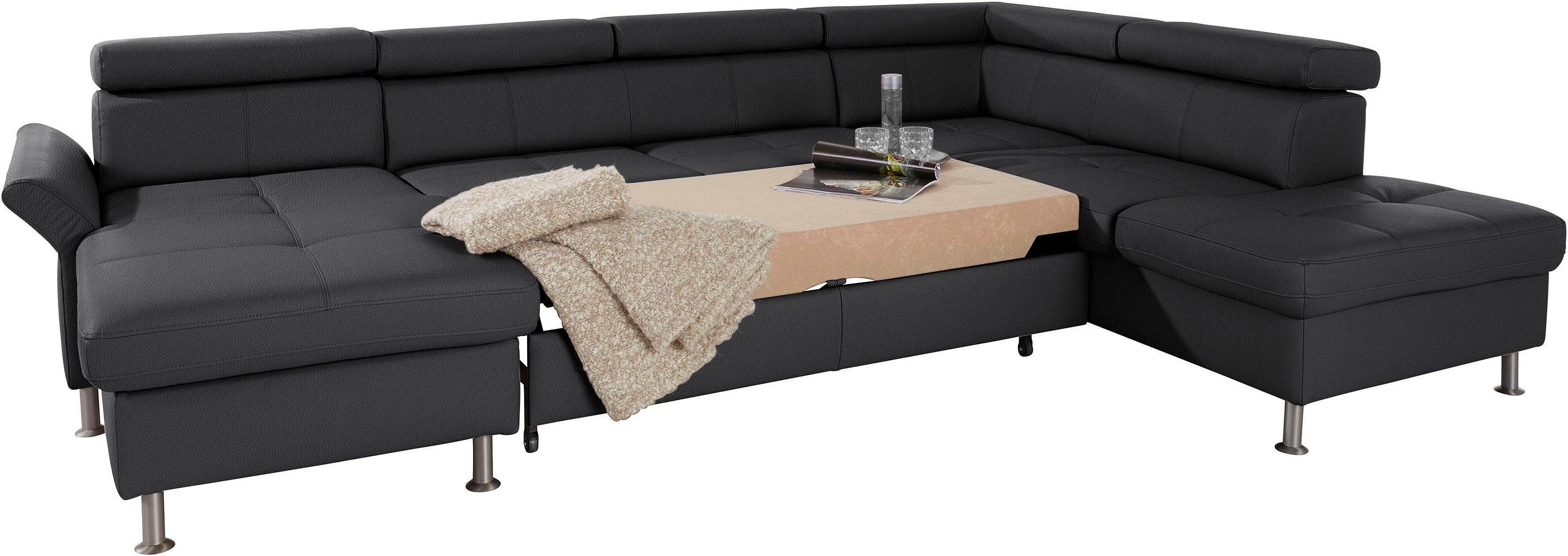 exxpo - sofa fashion Zithoek Maretto, comfortabel en handig, uitgebreide zittingstikking, U-vorm inclusief hoofdeindeverstelling voor meer zitcomfort, optioneel bedfunctie
