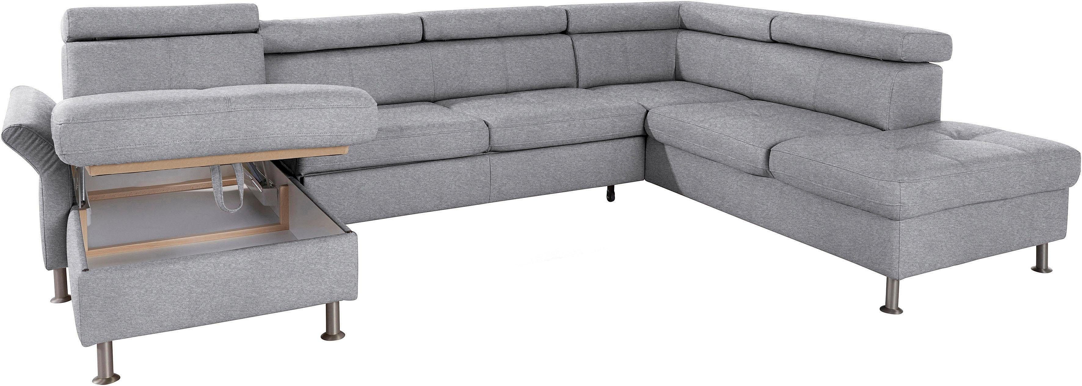 exxpo - sofa fashion Zithoek Maretto, comfortabel en handig, uitgebreide zittingstikking, U-vorm inclusief hoofdeindeverstelling voor meer zitcomfort, optioneel bedfunctie