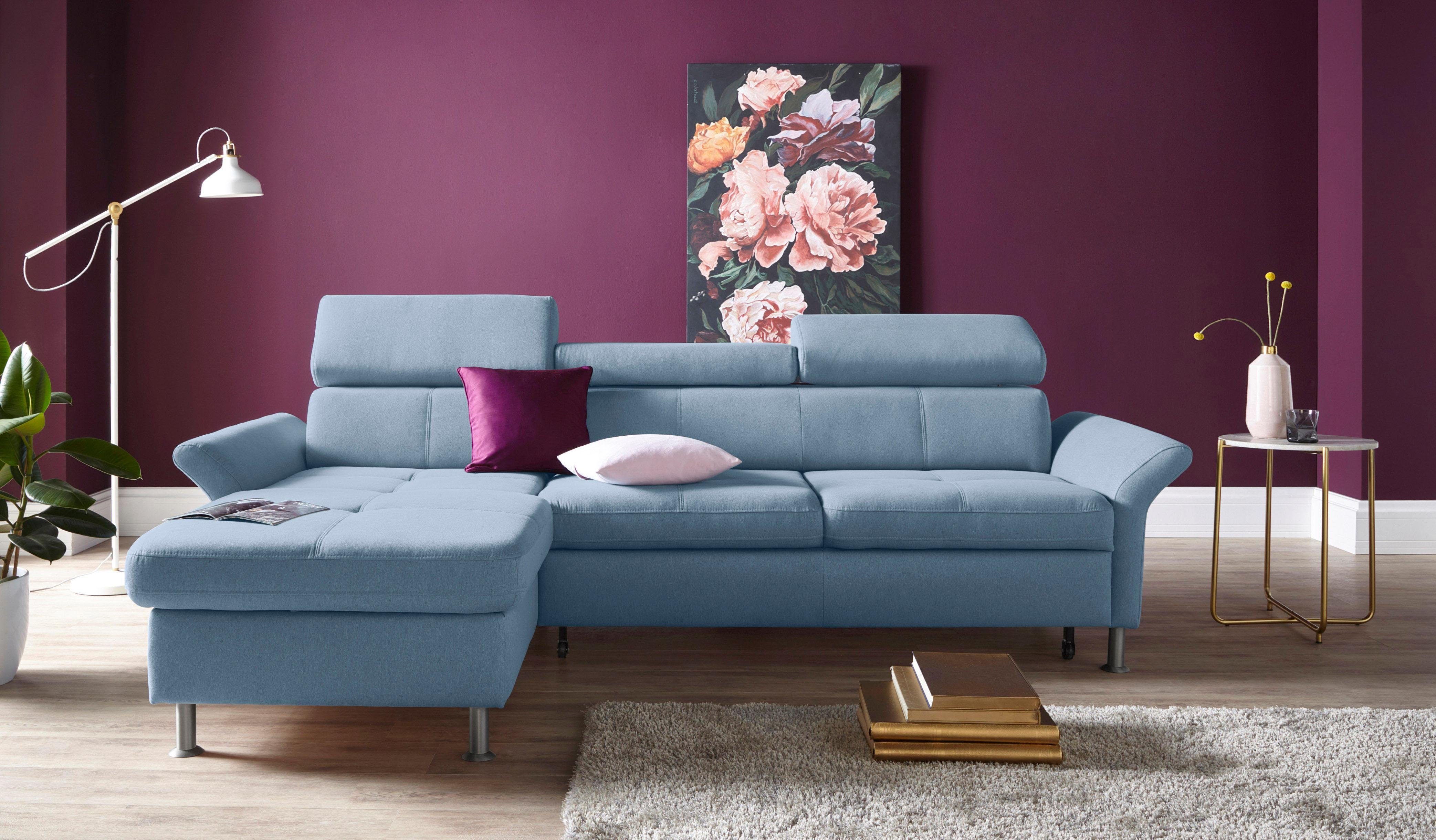 Exxpo - sofa fashion Hoekbank Maretto, comfortabel en handig, L-vorm inclusief verstelbare hoofd- en rugleuning, naar keuze met slaapfunctie