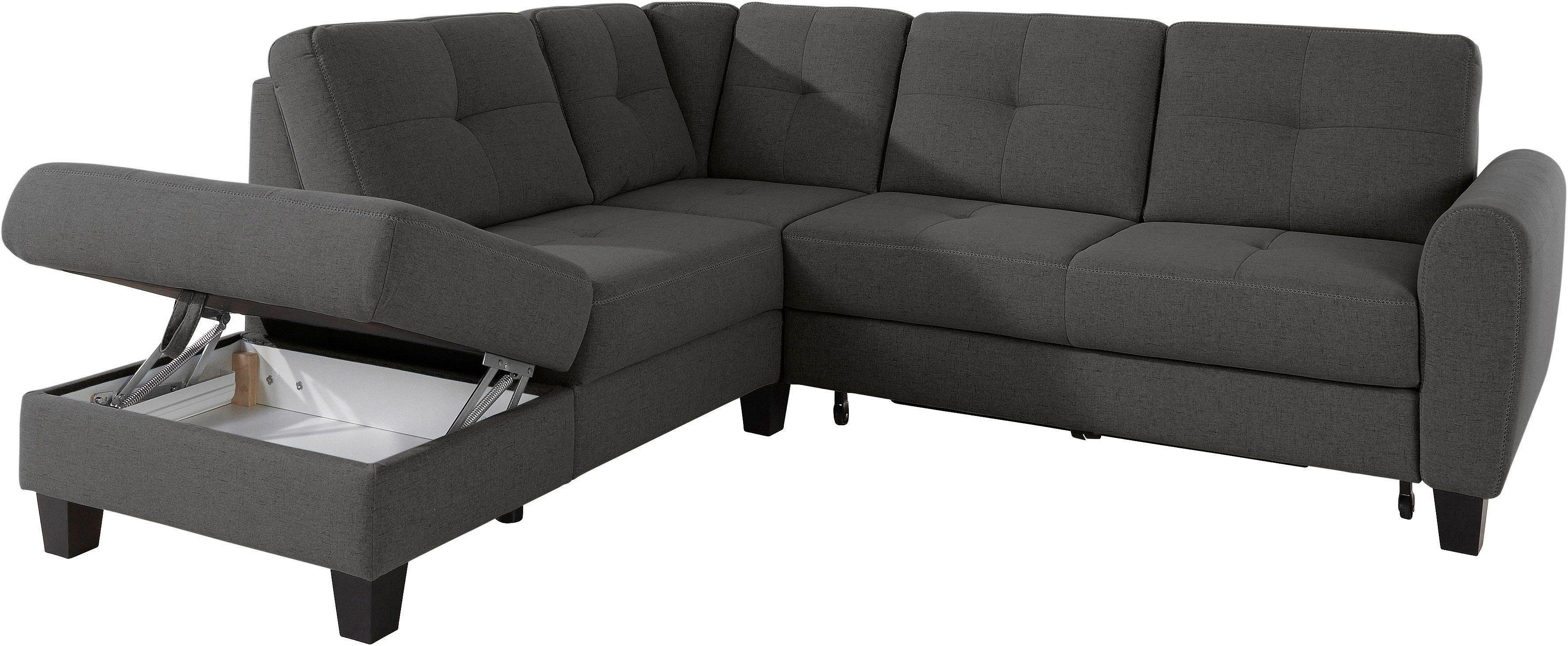 sit&more Hoekbank Varese L-vorm met binnenvering, naar keuze met slaapfunctie en bergruimte