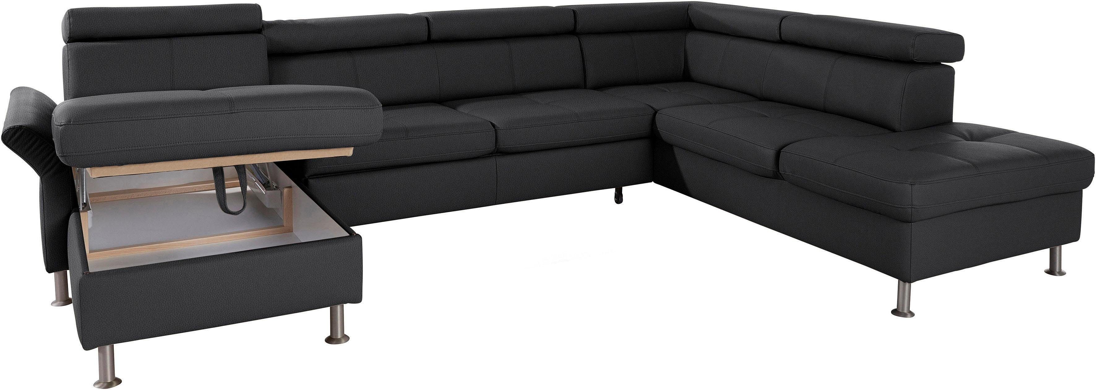 exxpo - sofa fashion Zithoek Maretto, comfortabel en handig, uitgebreide zittingstikking, U-vorm inclusief hoofdeindeverstelling voor meer zitcomfort, optioneel bedfunctie