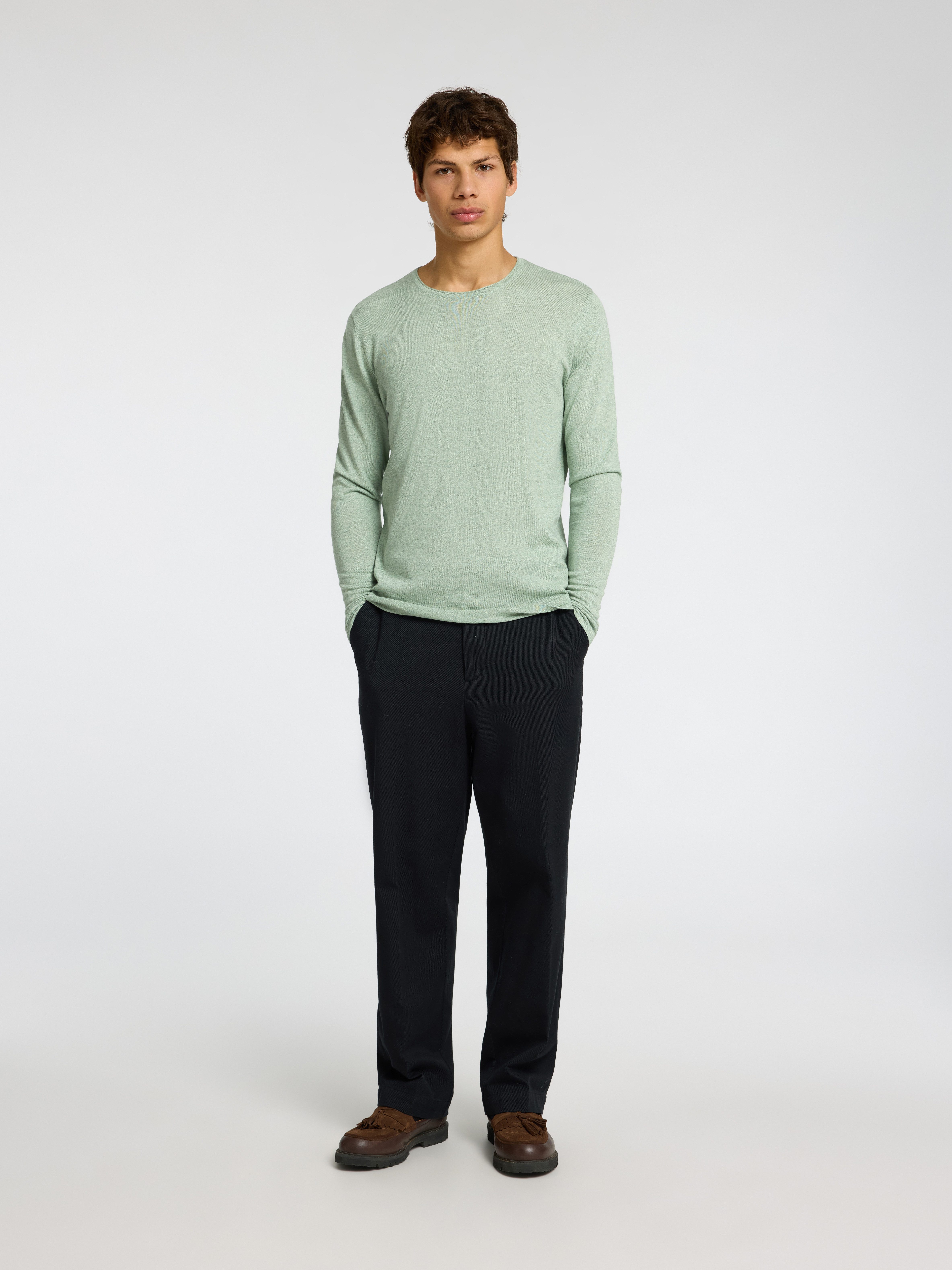 SELECTED HOMME Trui met ronde hals SLHROME LS KNIT CREW NECK NOOS