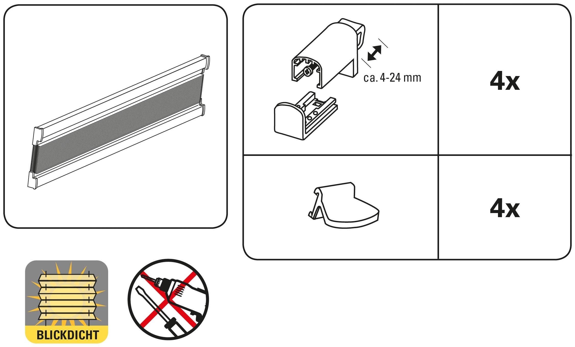 GARDINIA Plissé EASYFIX Katy Wave met 2 bedieningsrails (1 stuk)