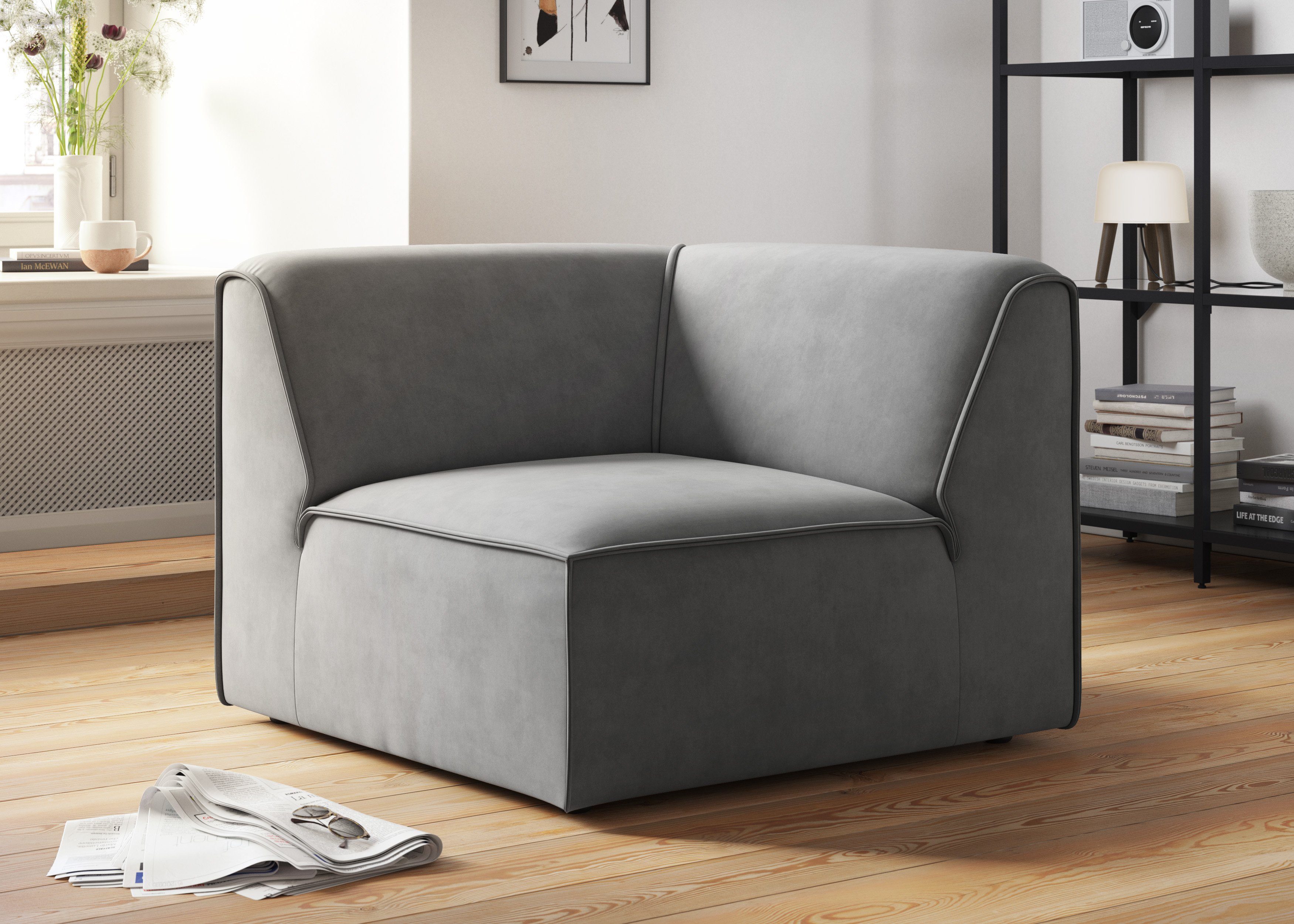 RAUM.ID Bank-hoekelement Merid, sofa-element, afmetingen B/D/H: 97/97/46 cm als module of apart te gebruiken, voor individuele samenstelling