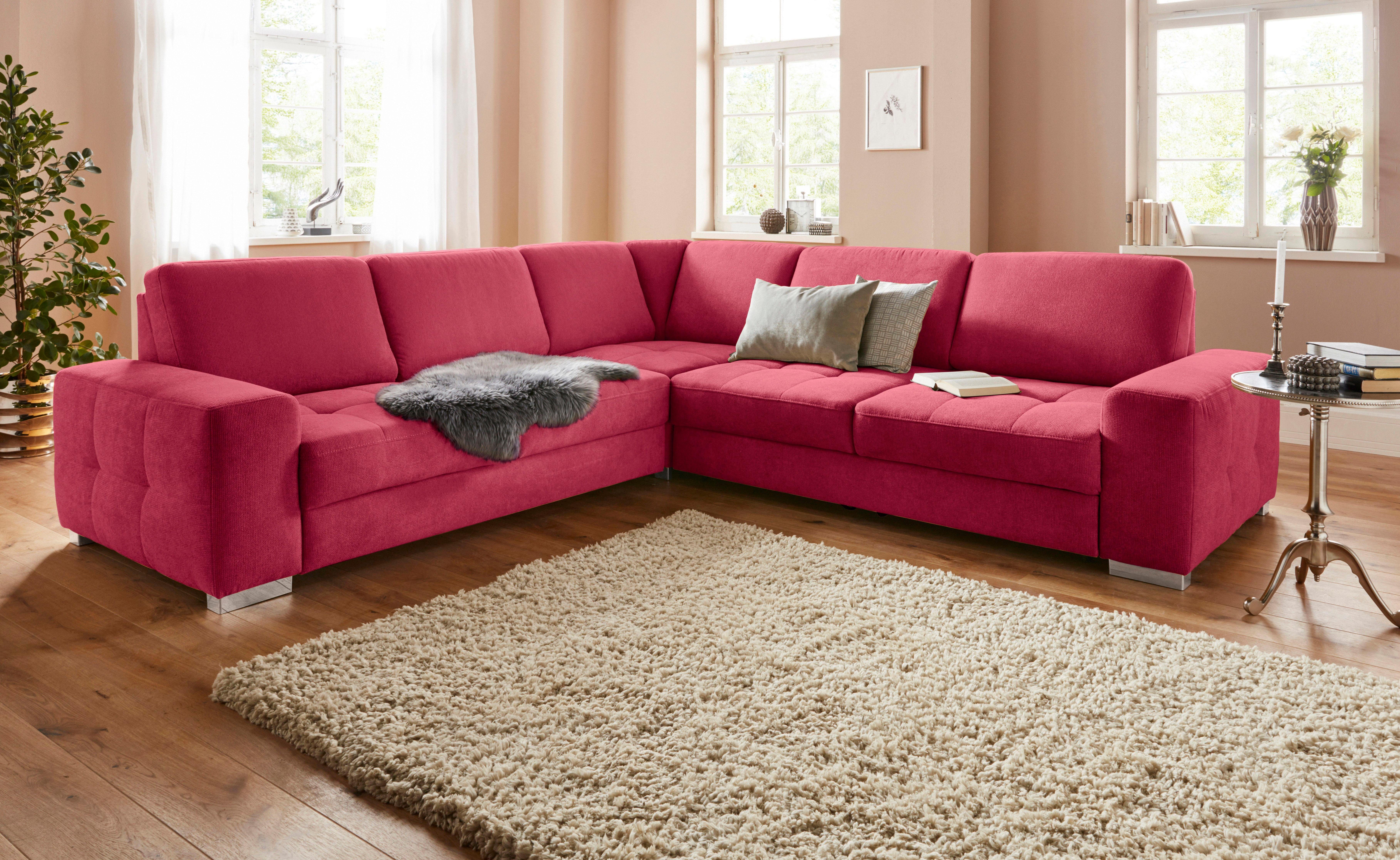 Sit&more Hoekbank Santorini L-vorm met binnenvering en zitdiepteverstelling, naar keuze met slaapfunctie