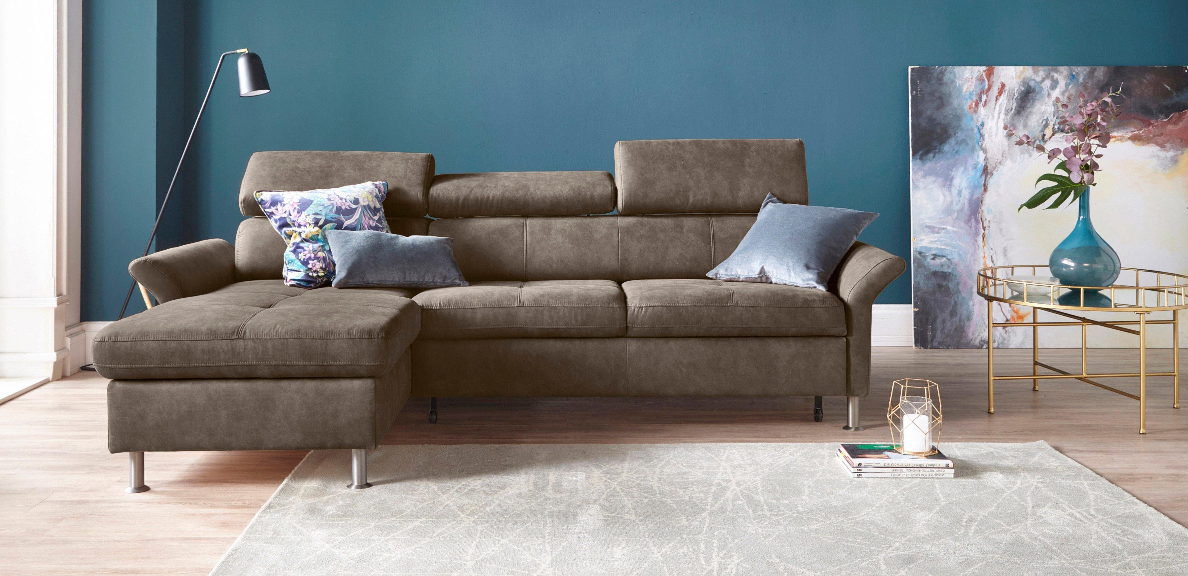 Exxpo - sofa fashion Hoekbank Maretto, comfortabel en handig, L-vorm inclusief verstelbare hoofd- en rugleuning, naar keuze met slaapfunctie