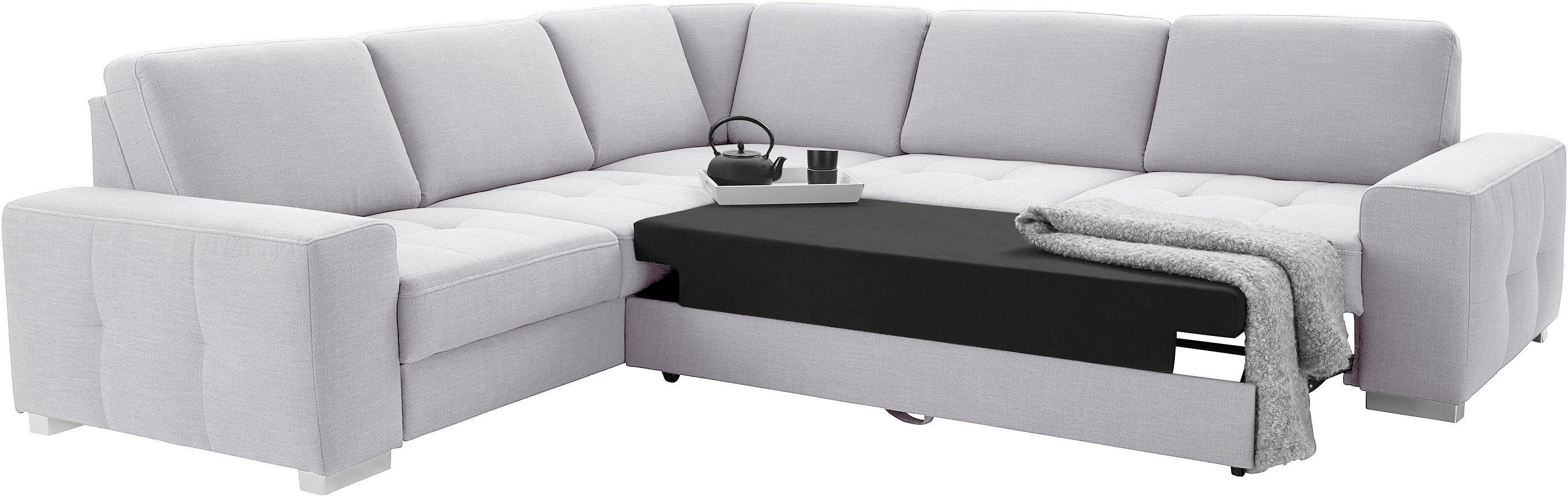 sit&more Hoekbank Santorini L-vorm met binnenvering en zitdiepteverstelling, naar keuze met slaapfunctie