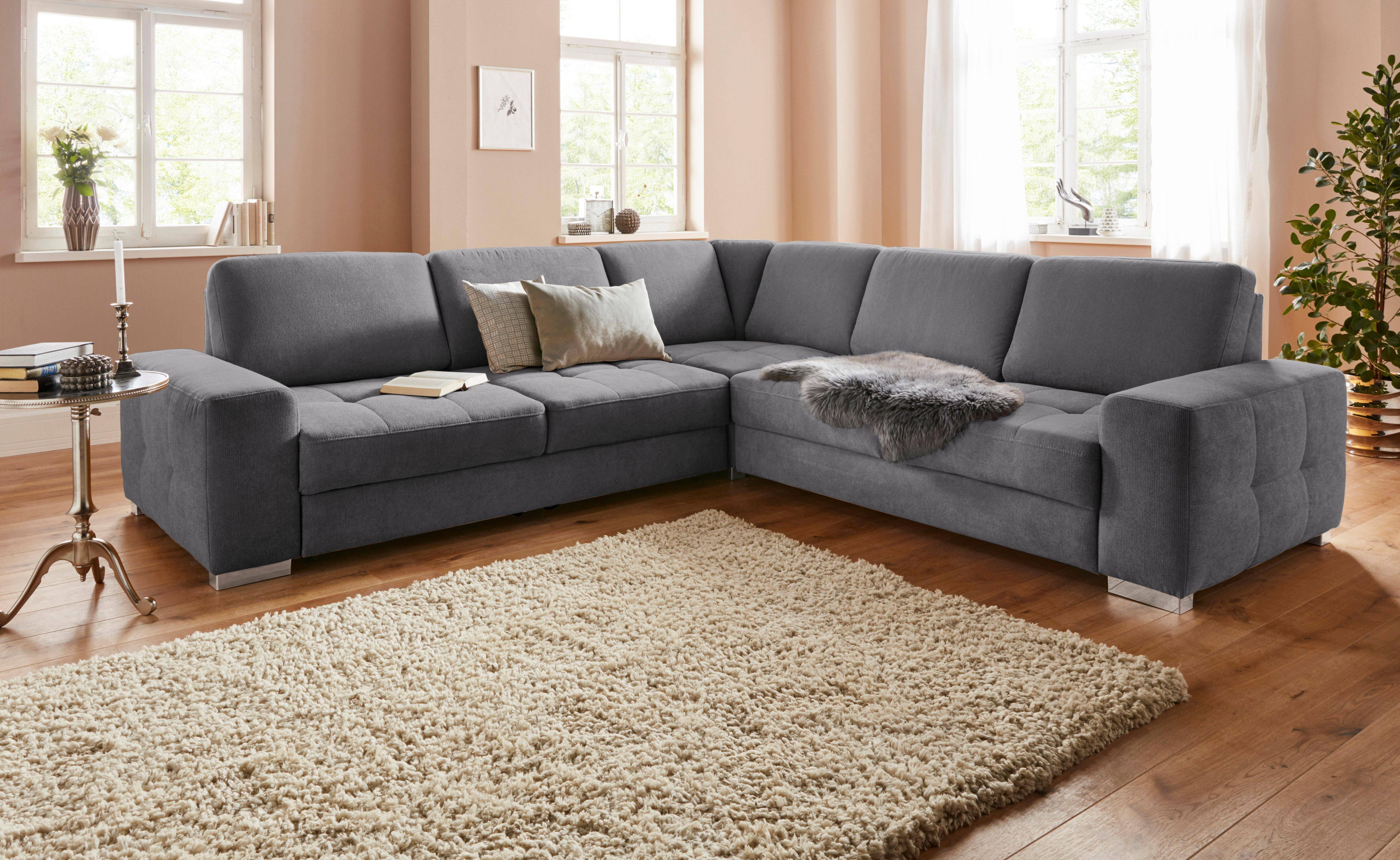 Sit&more Hoekbank Santorini L-vorm met binnenvering en zitdiepteverstelling, naar keuze met slaapfunctie