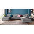 exxpo - sofa fashion zithoek inclusief verstelbare hoofdsteun en rugleuning naar keuze met slaapfunctie en bedkist grijs