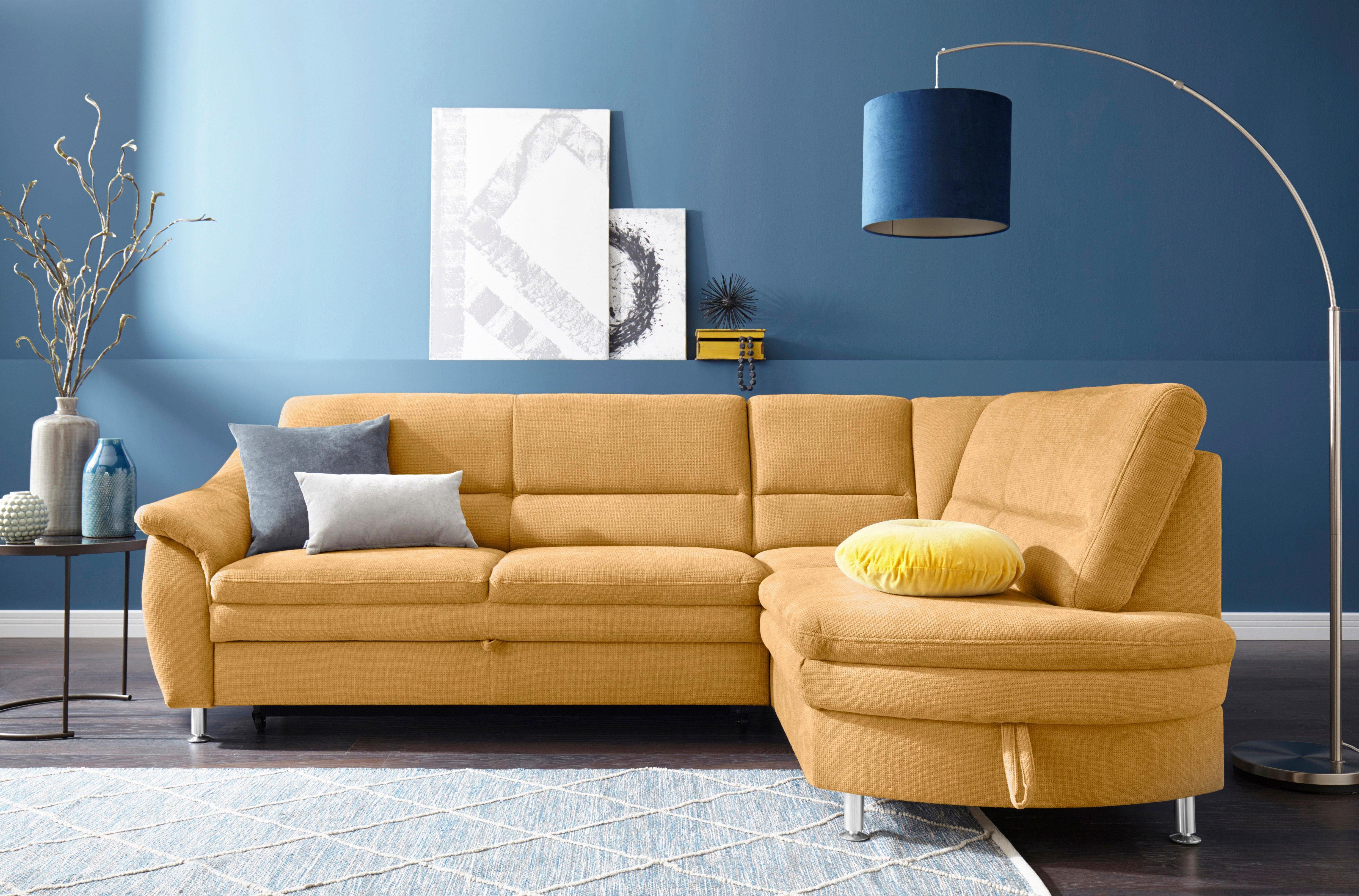 sit&more Hoekbank Cardoso L-vorm met binnenvering, naar keuze met slaapfunctie en lade geel, hoekbanken, Breedte ligoppervlak: 192 cm, Lengte