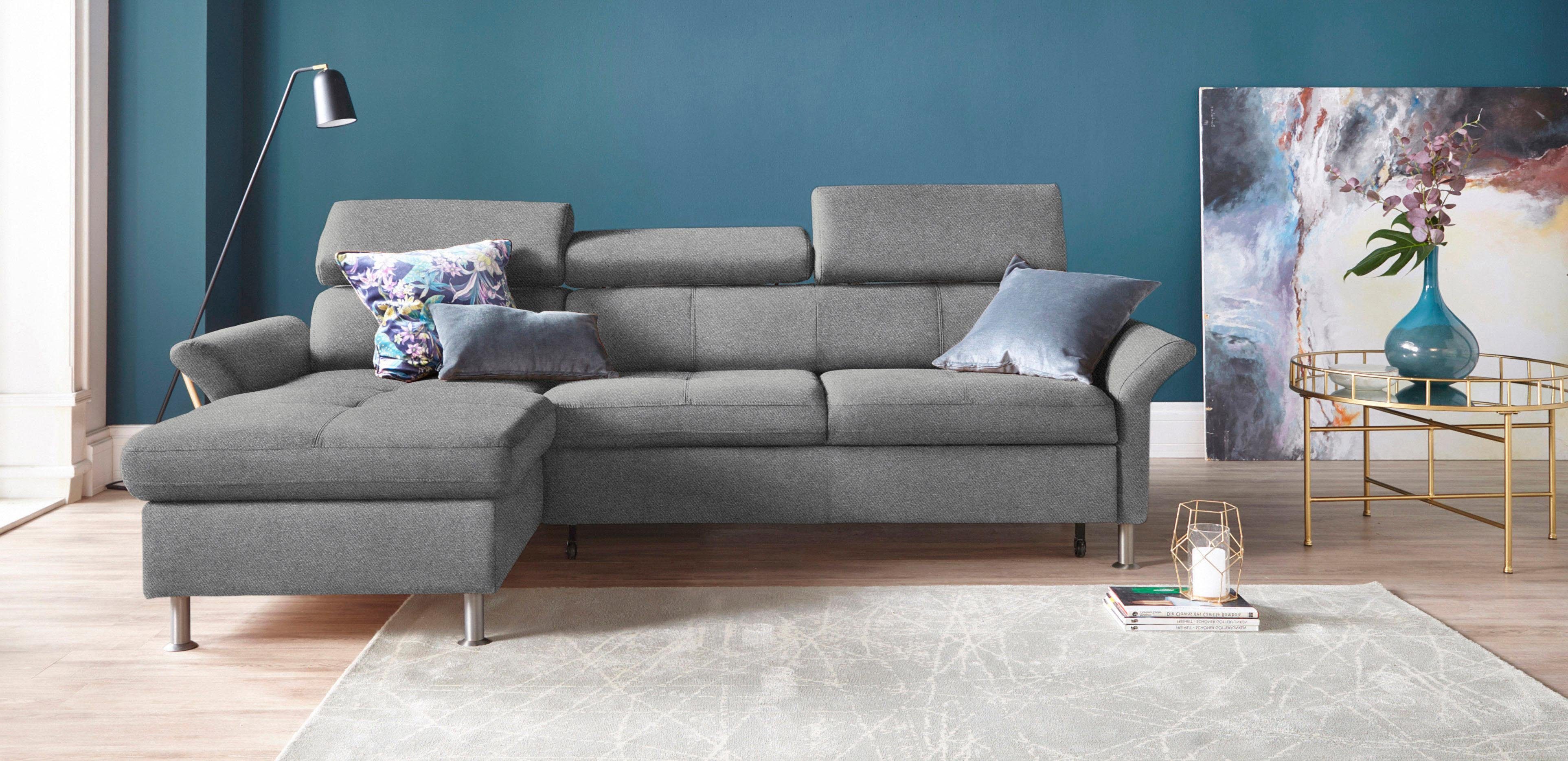 Exxpo - sofa fashion Hoekbank Maretto, L-vorm inclusief verstelbare hoofd- en rugleuning, naar keuze met slaapfunctie