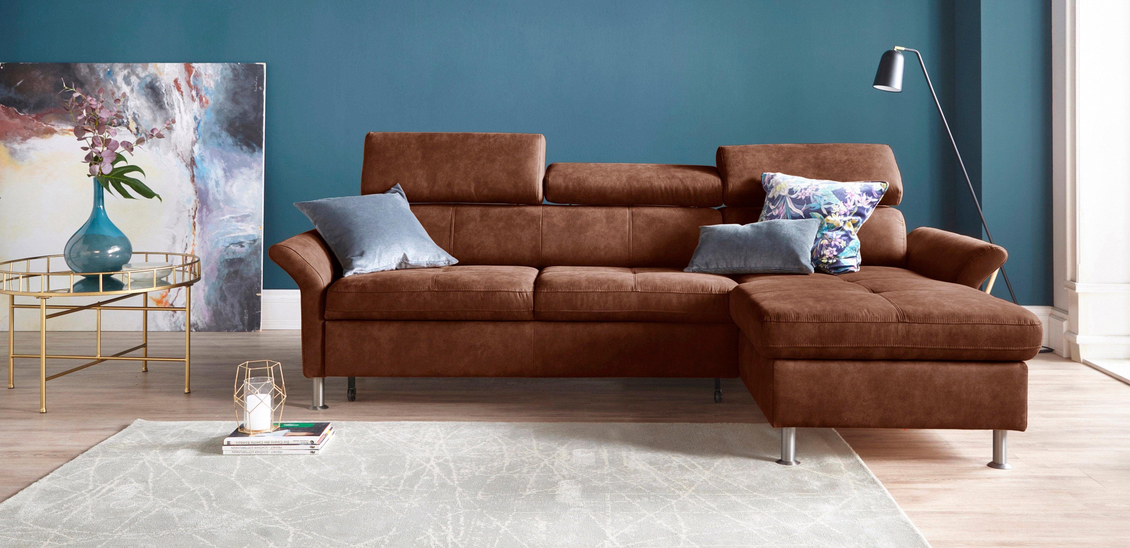 Exxpo - sofa fashion Hoekbank Maretto, comfortabel en handig, L-vorm inclusief verstelbare hoofd- en rugleuning, naar keuze met slaapfunctie