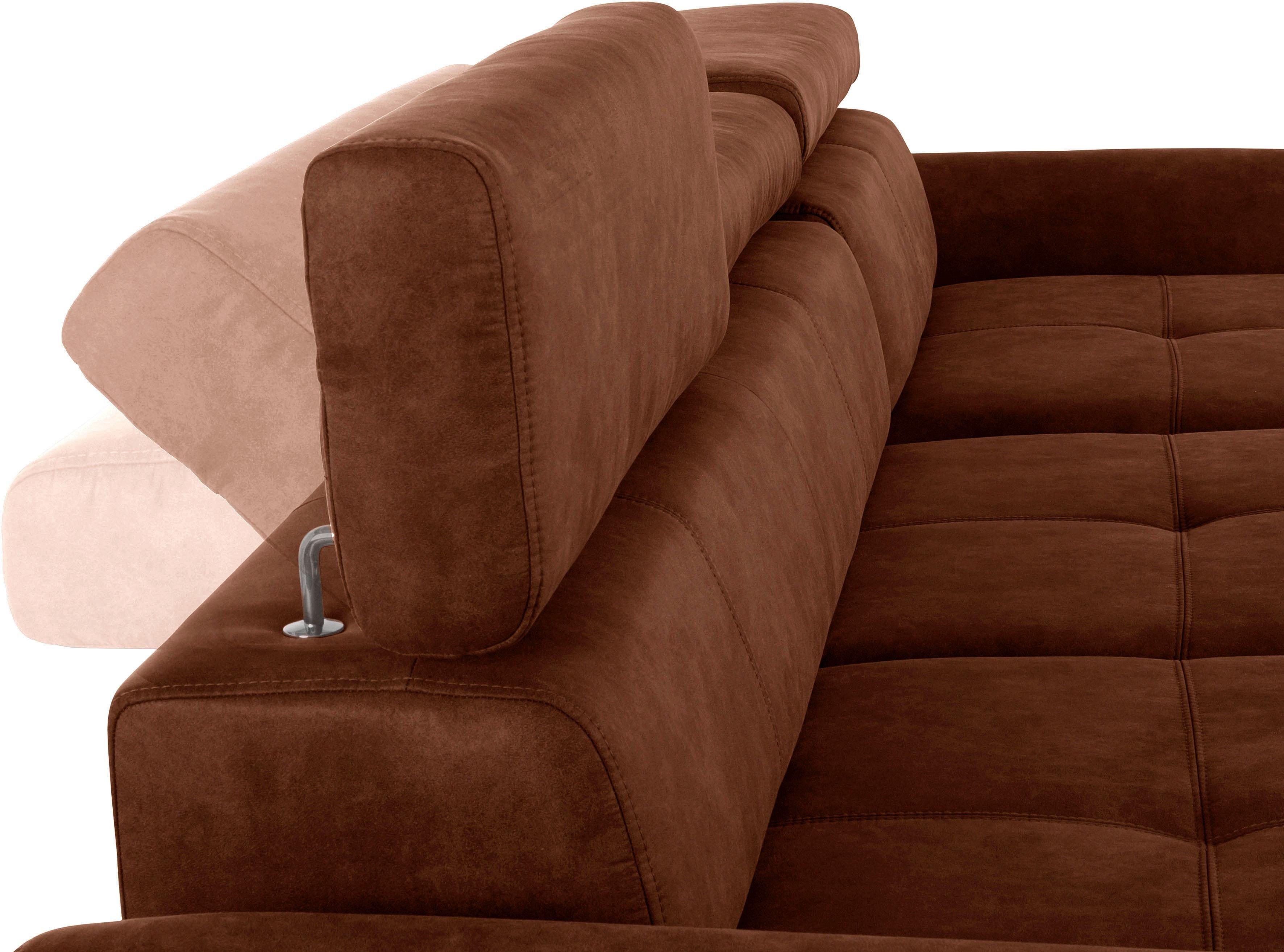 exxpo - sofa fashion Hoekbank Maretto, comfortabel en handig, L-vorm inclusief verstelbare hoofd- en rugleuning, naar keuze met slaapfunctie