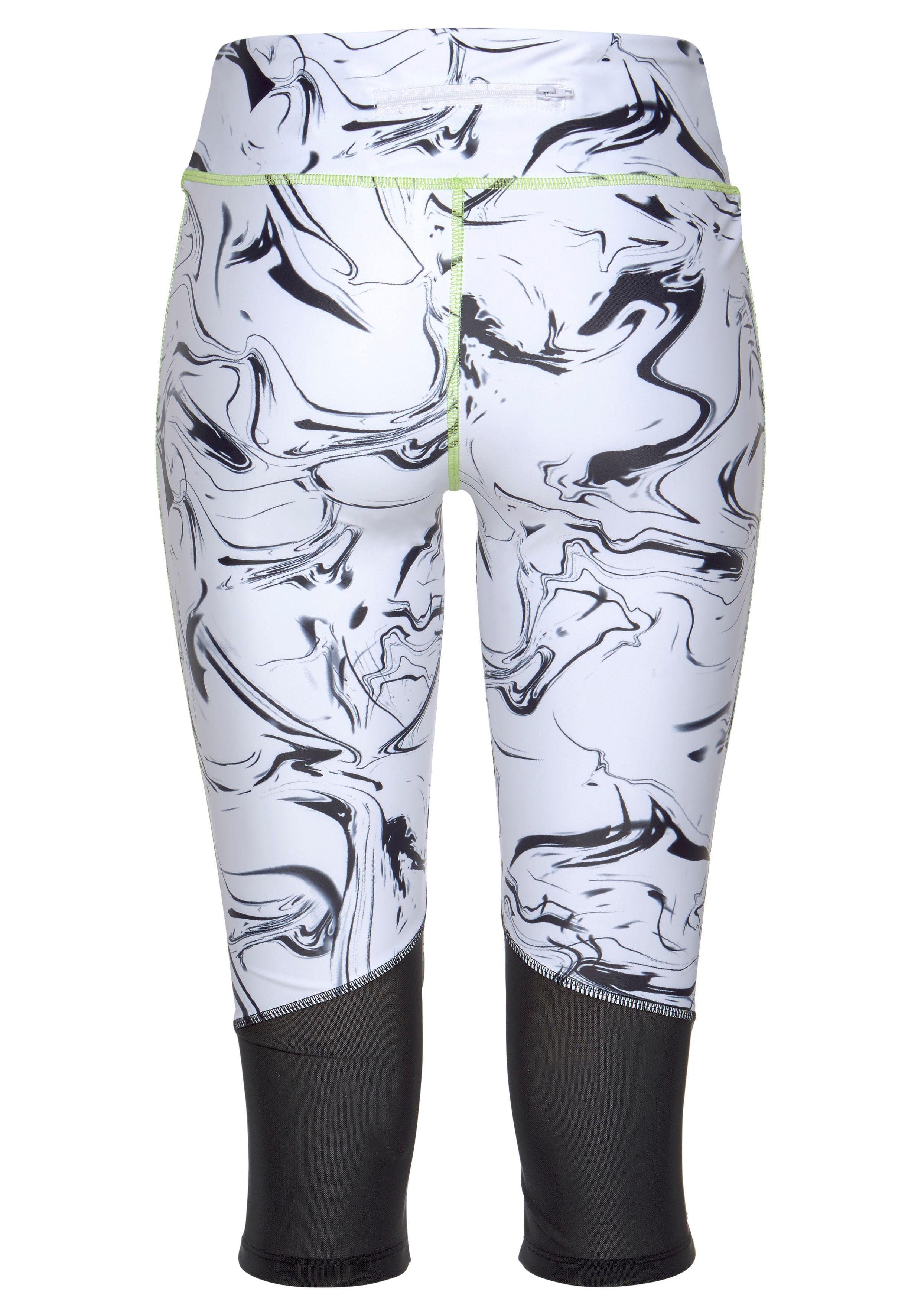 active by Lascana Caprilegging White Marble Sportbroek met mesh-inzetstukken