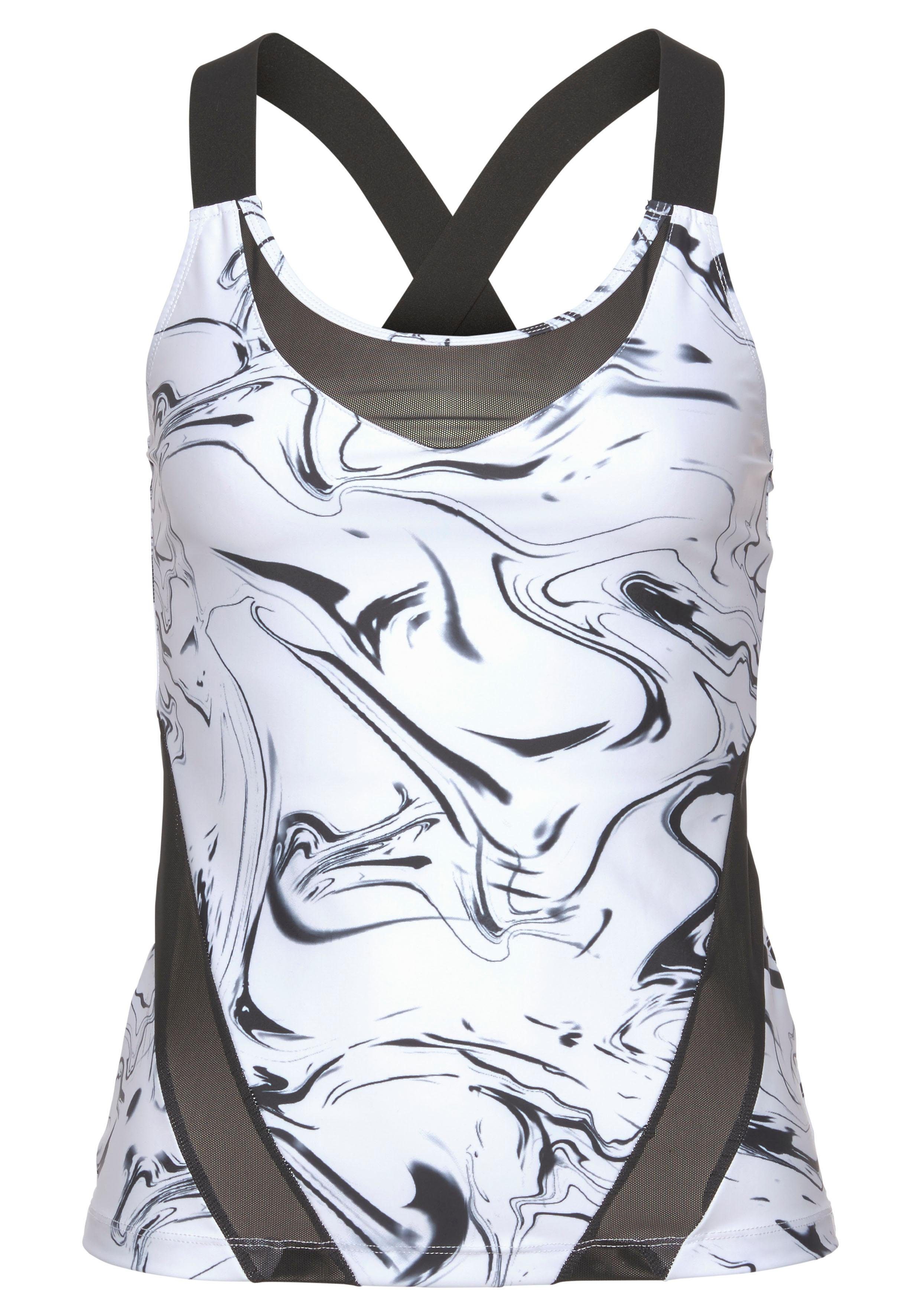 active by Lascana Functioneel shirt White Marble met gekruiste bandjes