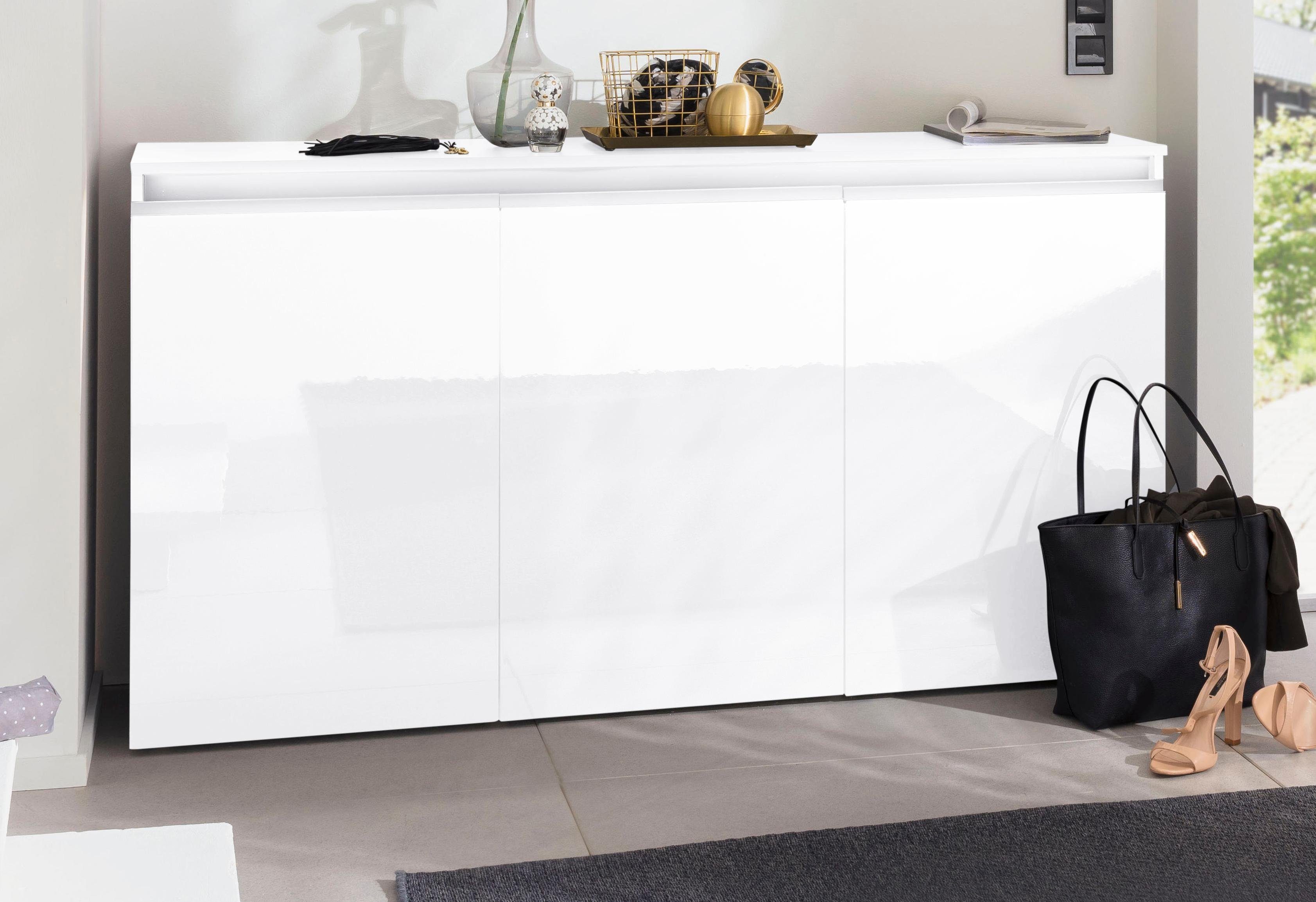 INOSIGN Kast Magic, kast, sideboard, buffet met 3 deuren, volledig hoogglans gelakt(b/d/h) 150x40x81 cm dressoirs wit