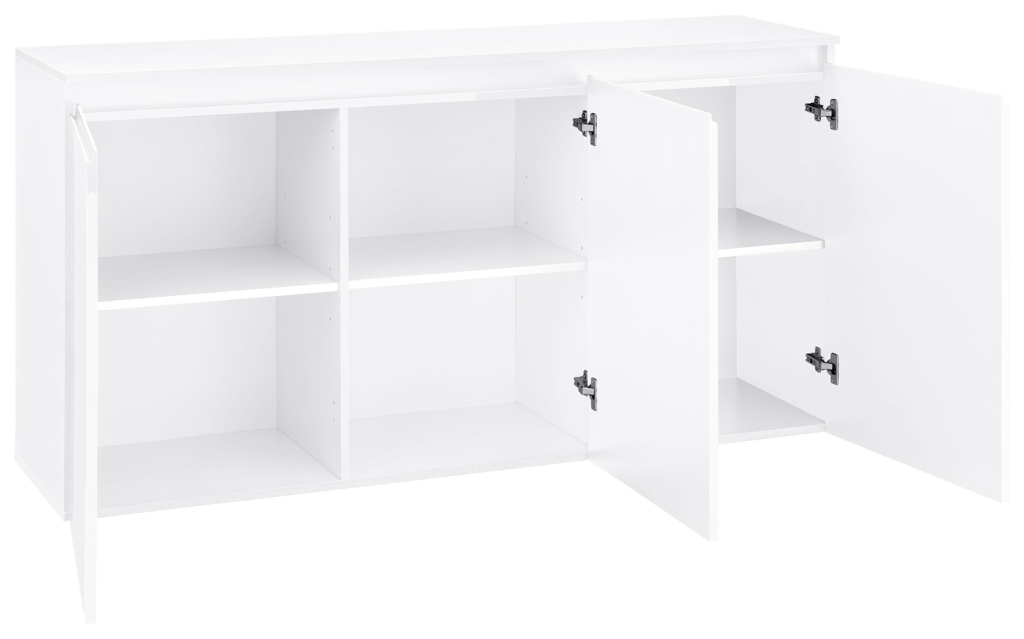 INOSIGN Kast Magic, kast, sideboard, buffet met 3 deuren, volledig hoogglans gelakt(b/d/h) 150x40x81 cm