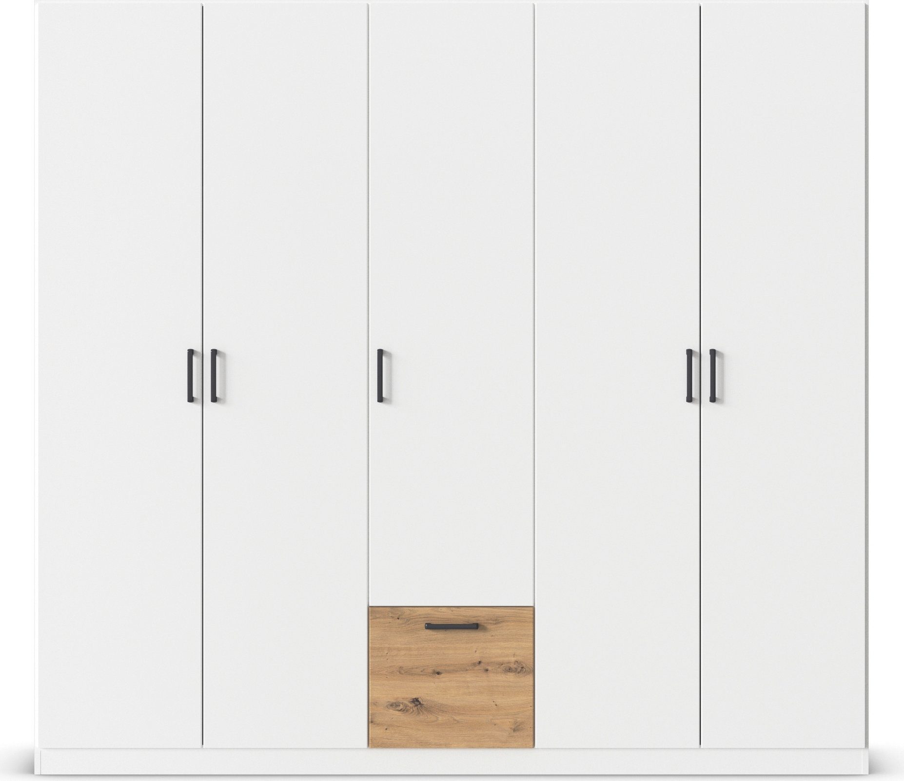 rauch Draaideurkast Kledingkast kast garderobe waskast BARI met lades in het midden, moderne greep in grijs metallic made in germany