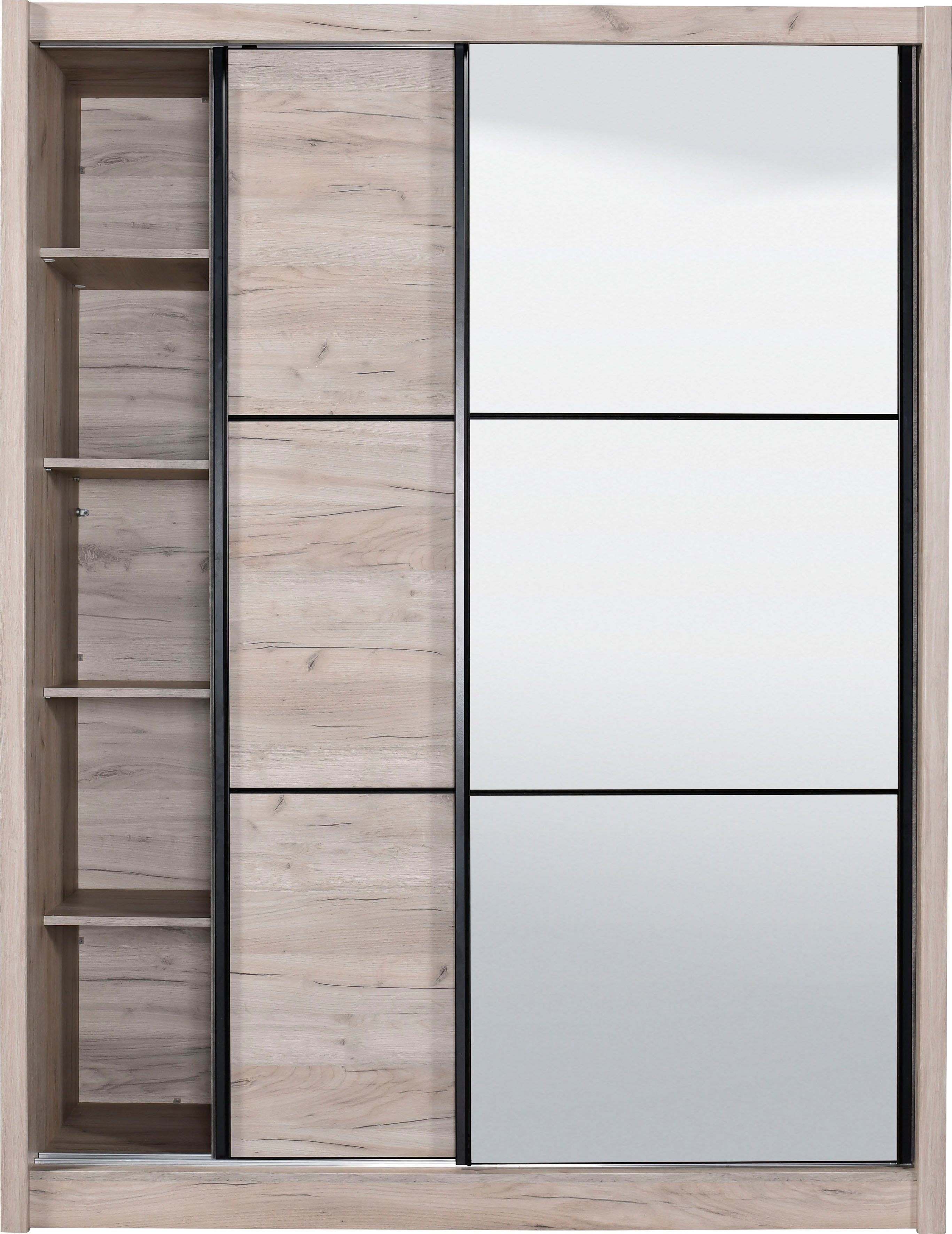 INOSIGN Zweefdeurkast Navara kledingkast met spiegel linnenkast garderobe met royale binnenuitrusting, fsc®-gecertificeerd, in 3 breedtes
