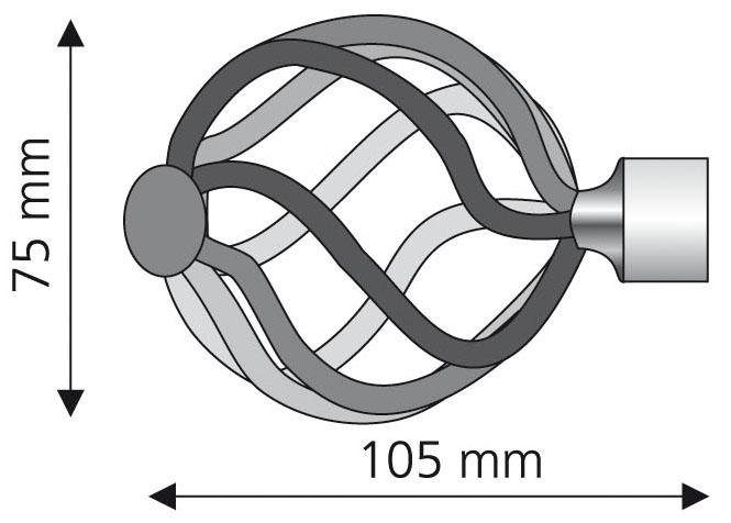 Liedeco Eindstuk voor gordijnroede Helena voor gordijnroeden ø 16 mm (set, 2 stuks)