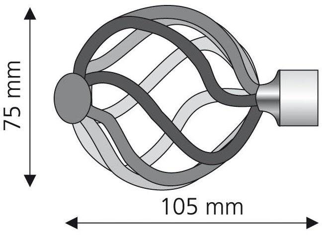 Liedeco Eindstuk voor gordijnroede Helena voor gordijnroeden ø 16 mm (set, 2 stuks)