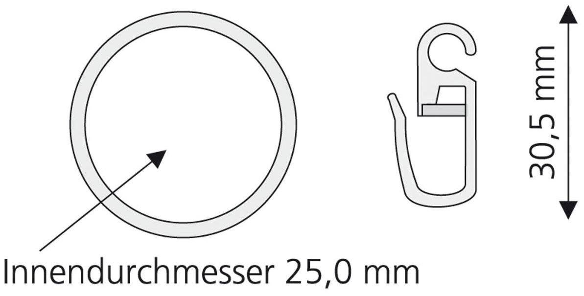 Liedeco Gordijnring voor gordijnroeden ø 16 mm (set, 8 stuks)