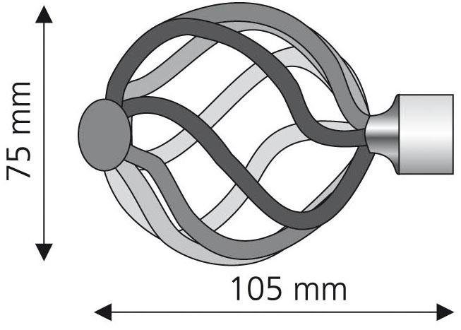 Liedeco Eindstuk voor gordijnroede Helena voor gordijnroeden ø 16 mm (set, 2 stuks)
