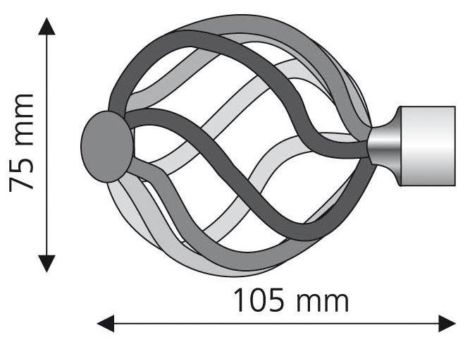 Liedeco Eindstuk voor gordijnroede Helena voor gordijnroeden ø 16 mm (set, 2 stuks)
