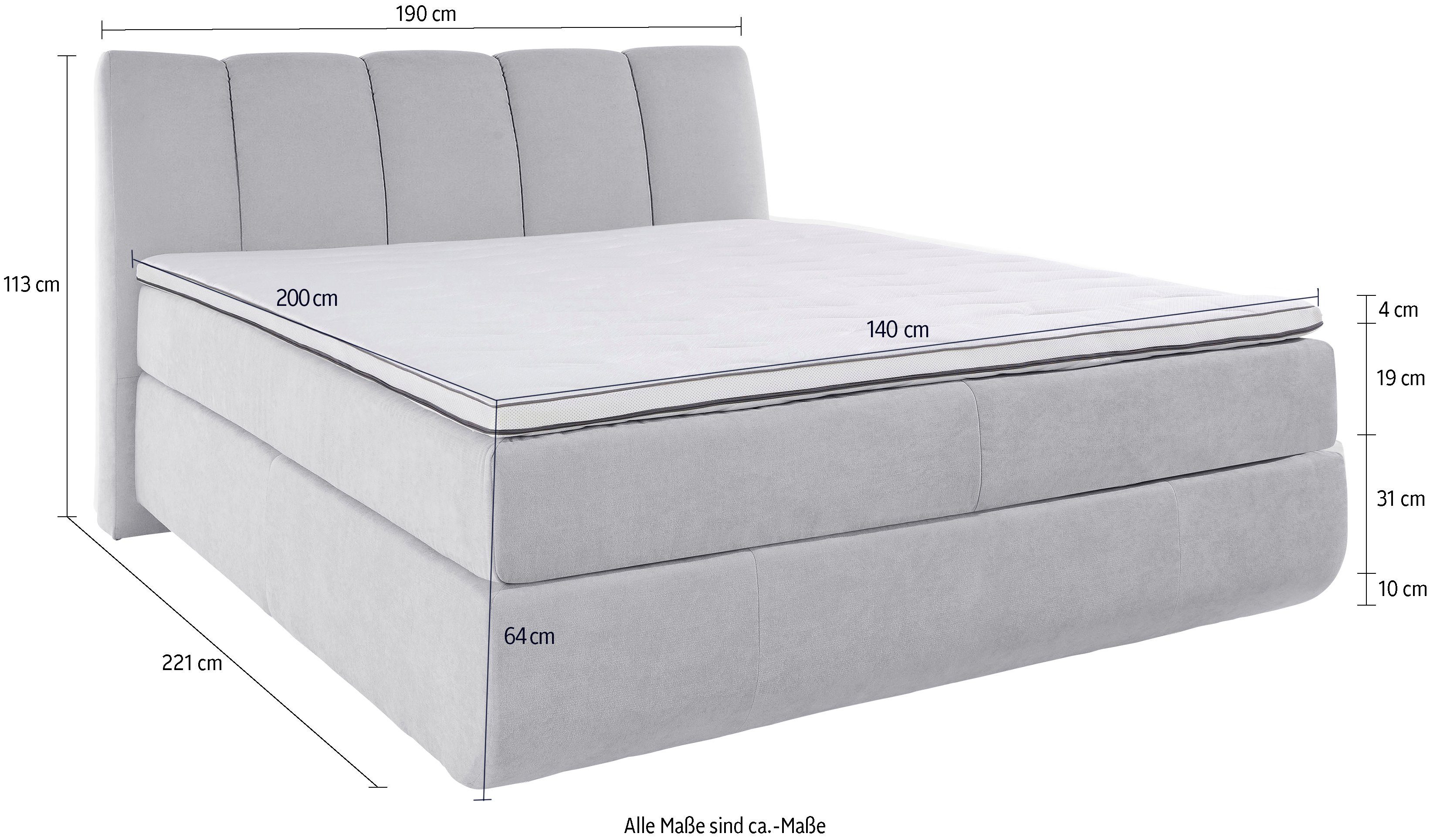 Leonique Boxspring Océane Los van de vloer- werkt vrijzwevend, verschillende hardheden (ook H4)