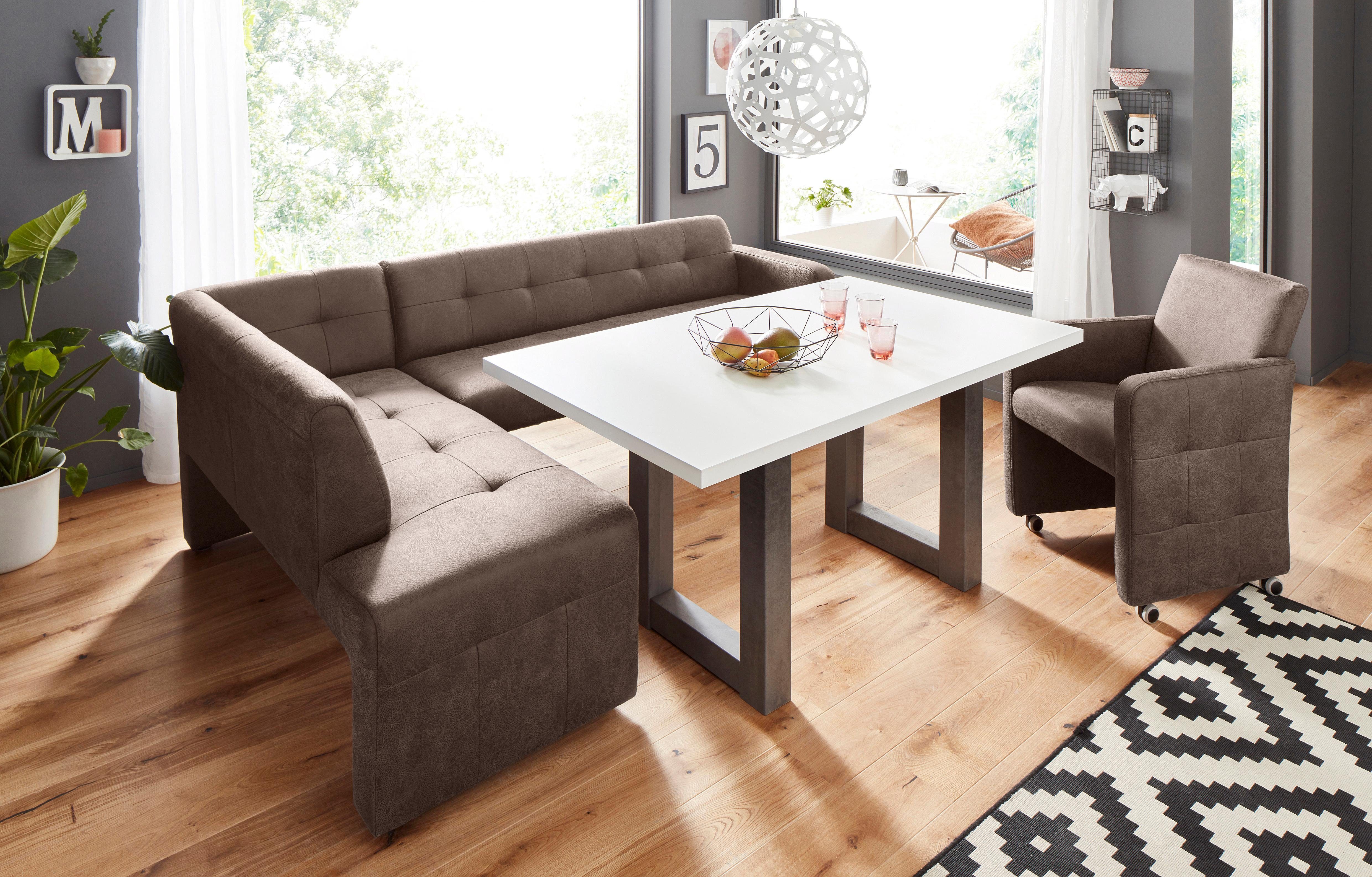 exxpo - sofa fashion Hoekbank Barista met geweldige detailafwerking, hoge bodemvrijheid Comfortabele zithoogte 49 cm, vrij in de ruimte te plaatsen