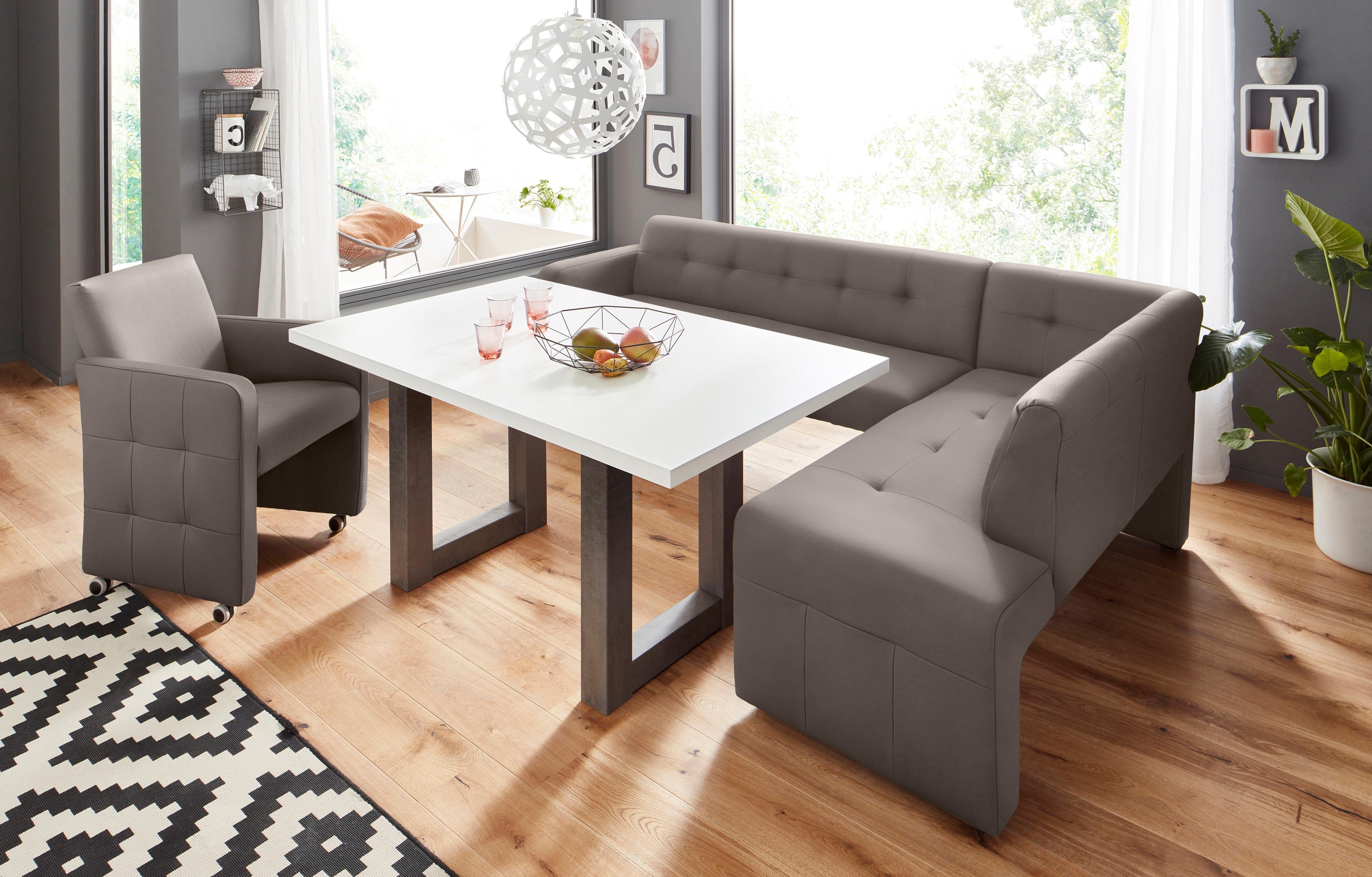 exxpo - sofa fashion Hoekbank Barista met geweldige detailafwerking, hoge bodemvrijheid Comfortabele zithoogte 49 cm, vrij in de ruimte te plaatsen