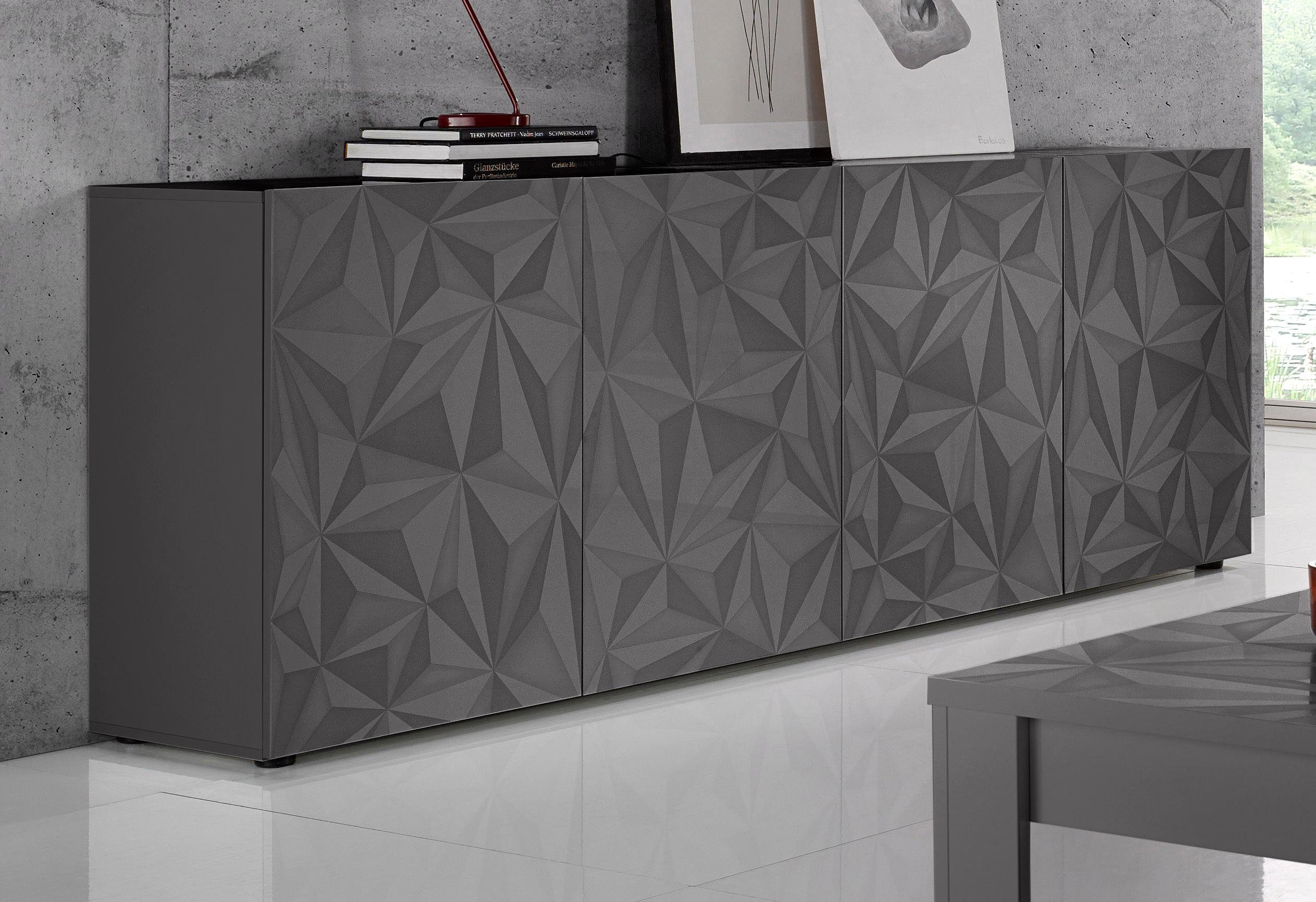 INOSIGN Dressoir Prisma Breedte 241 cm, 4 deuren dressoirs grijs