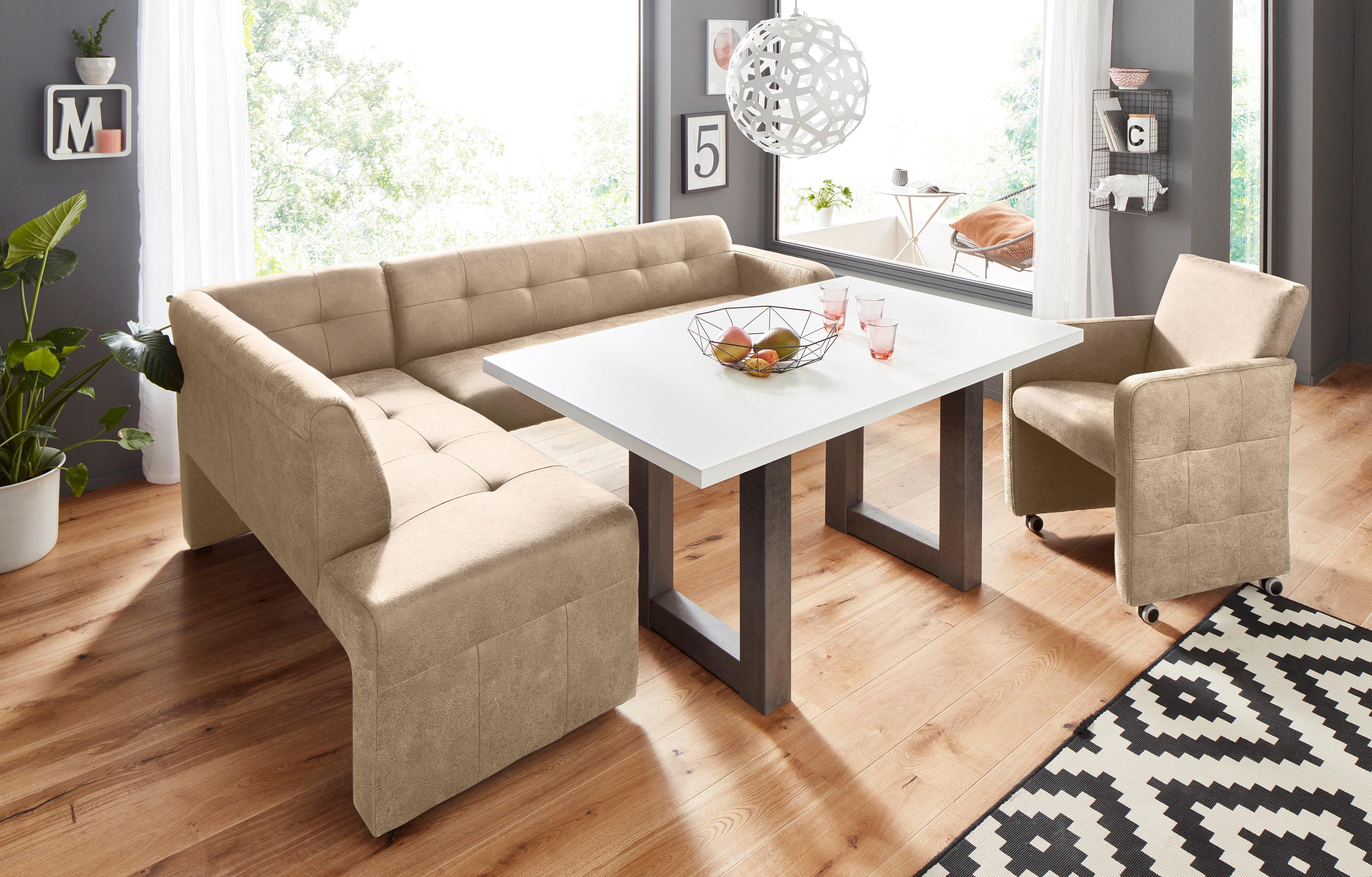 exxpo - sofa fashion Hoekbank Barista met geweldige detailafwerking, hoge bodemvrijheid Comfortabele zithoogte 49 cm, vrij in de ruimte te plaatsen