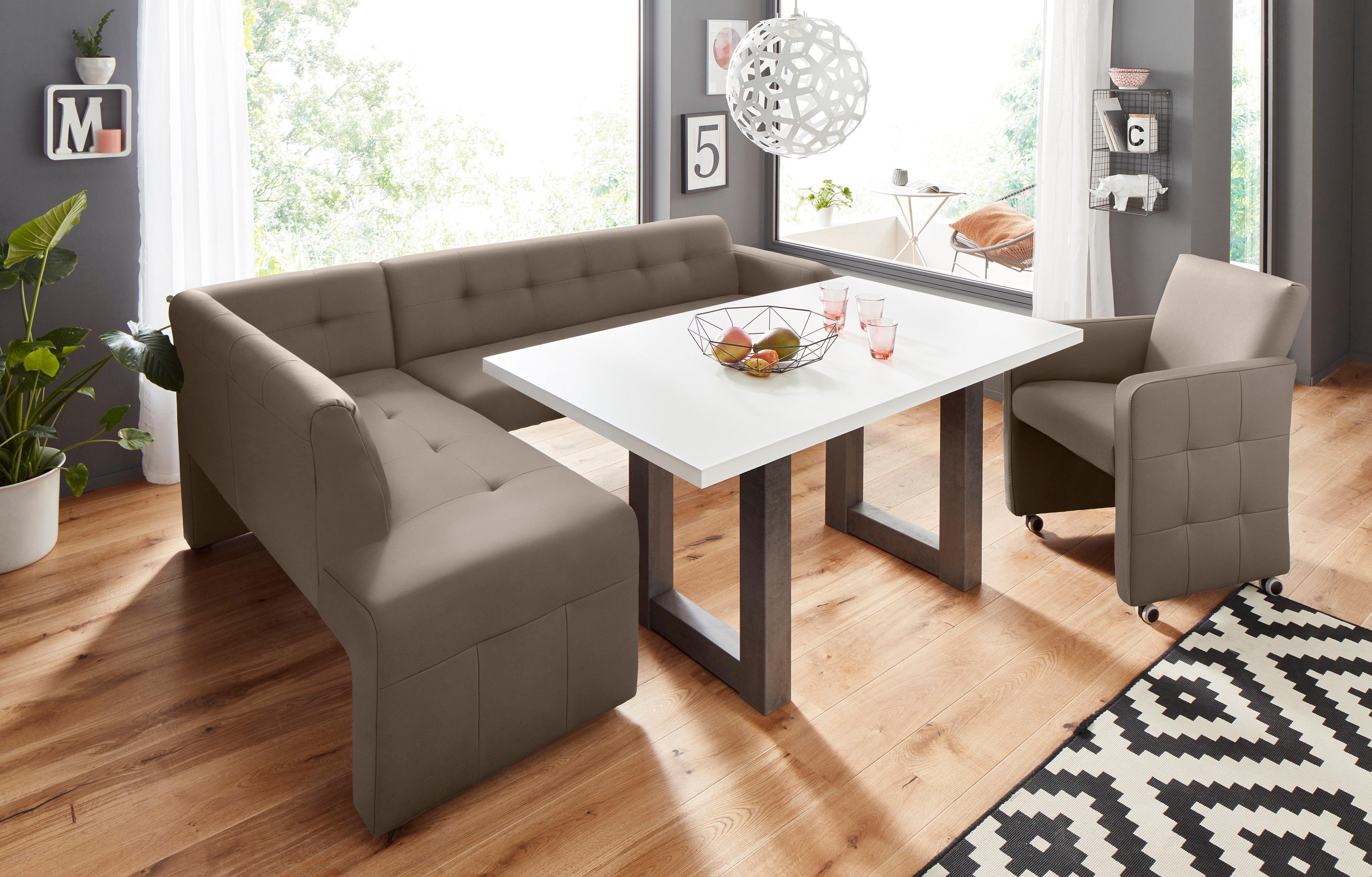 exxpo - sofa fashion Hoekbank Barista met geweldige detailafwerking, hoge bodemvrijheid Comfortabele zithoogte 49 cm, vrij in de ruimte te plaatsen
