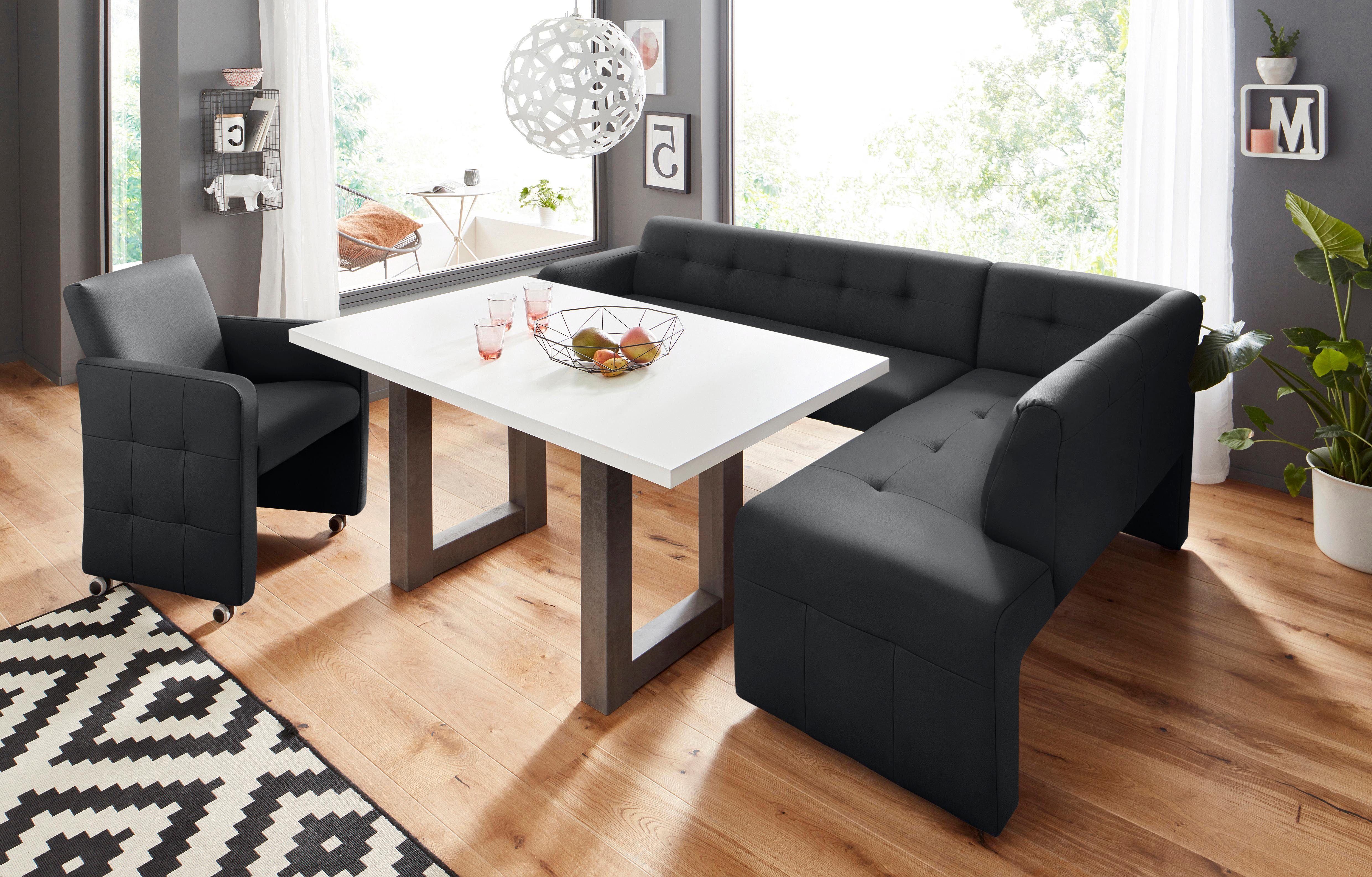 exxpo - sofa fashion Hoekbank Barista met geweldige detailafwerking, hoge bodemvrijheid Comfortabele zithoogte 49 cm, vrij in de ruimte te plaatsen