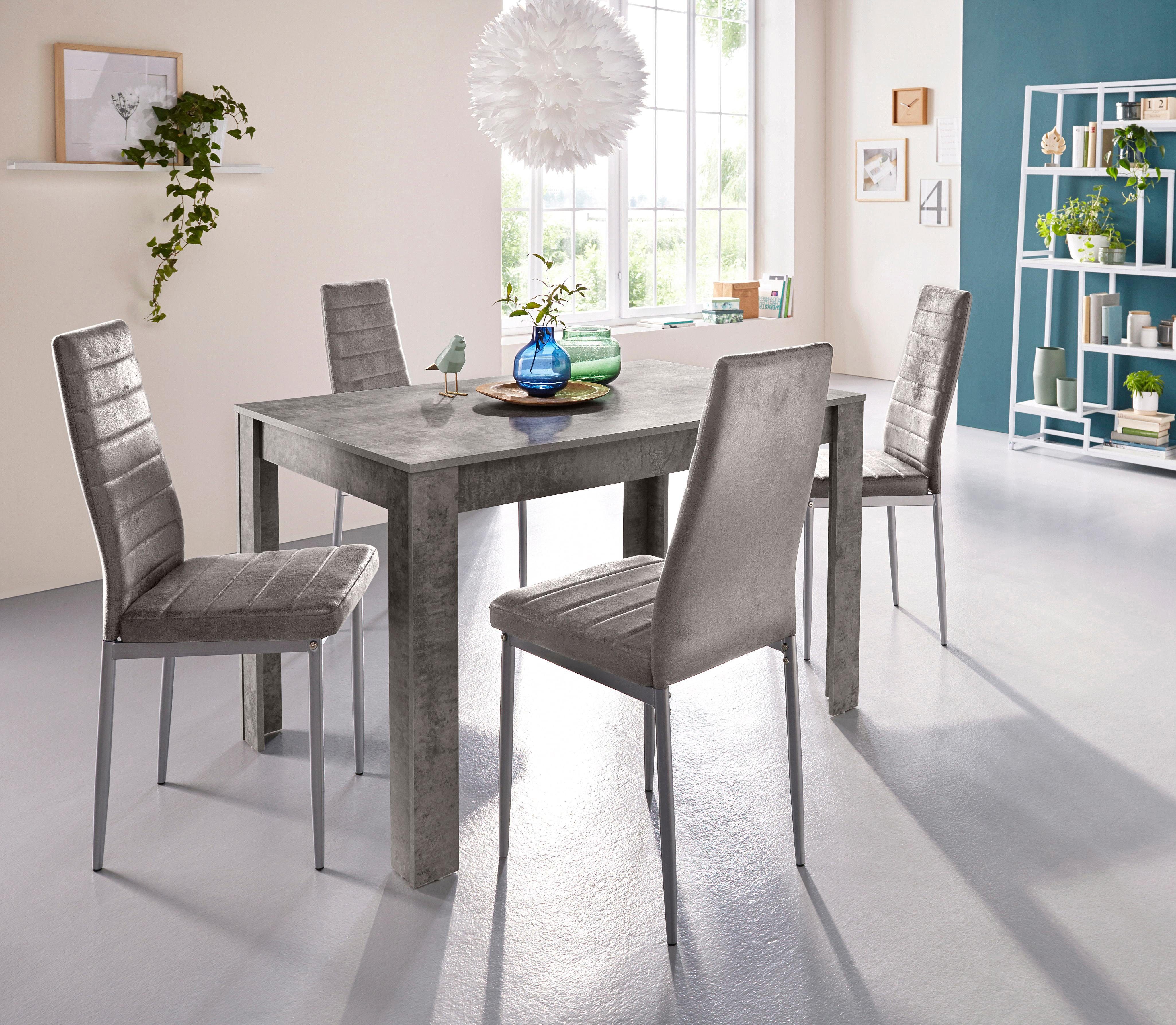 my home Eethoek 0 met eettafel lynn, breedte 120 cm en 4 x stoel kate (set, 5-delig)