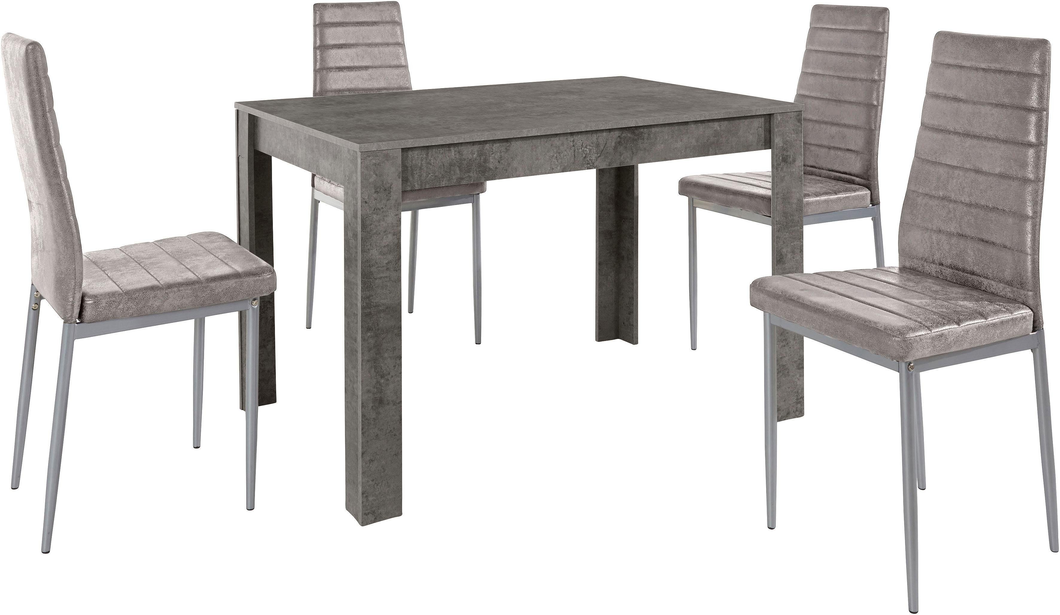 INOSIGN Eethoek Met tafel en 4 stoelen Tafelbreedte 120 cm eetkamer set, tafelgroep (set, 5-delig)