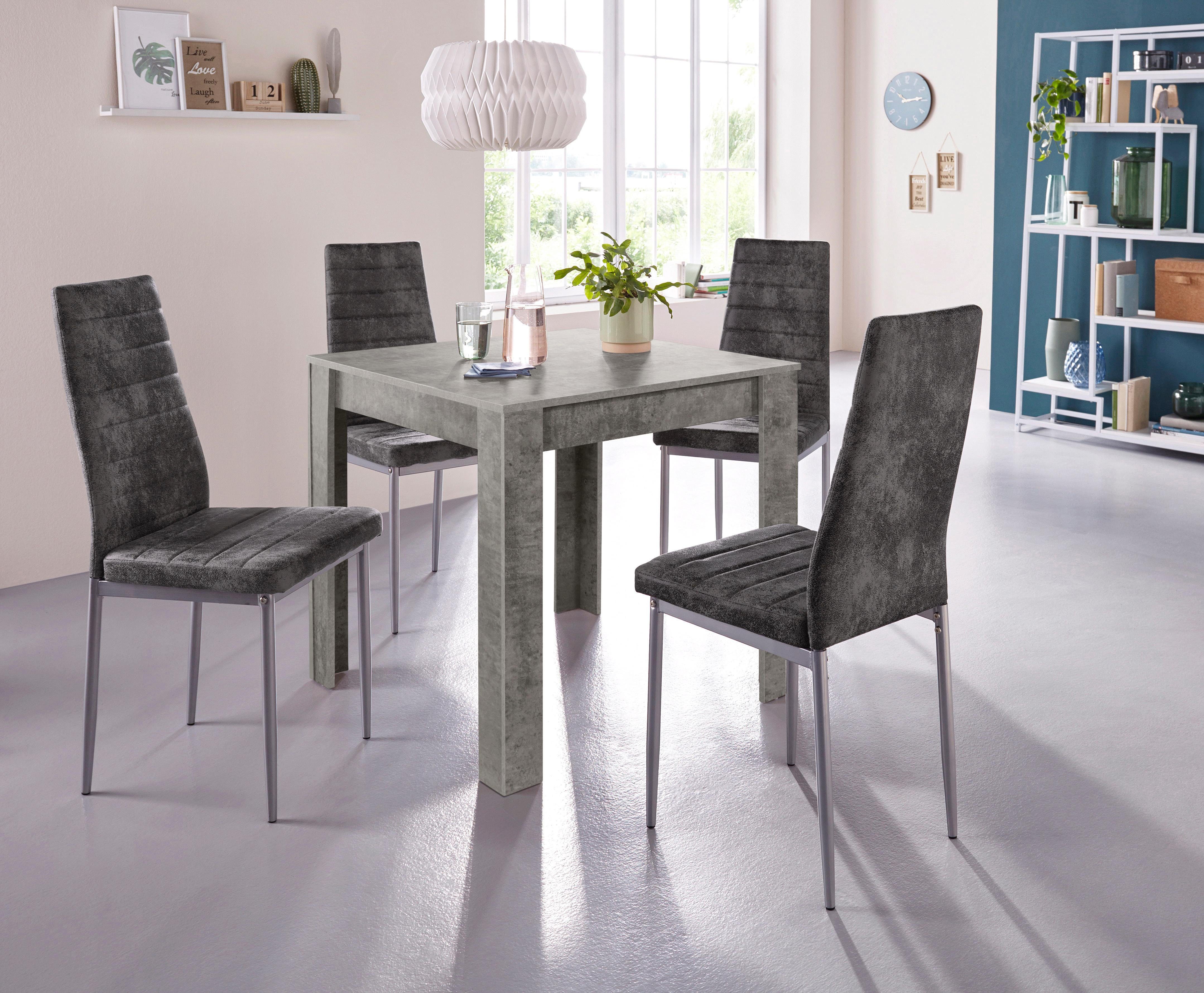 my home Eethoek 0 met eettafel lynn, breedte 80 cm en 4 x stoel kate (set, 5-delig)