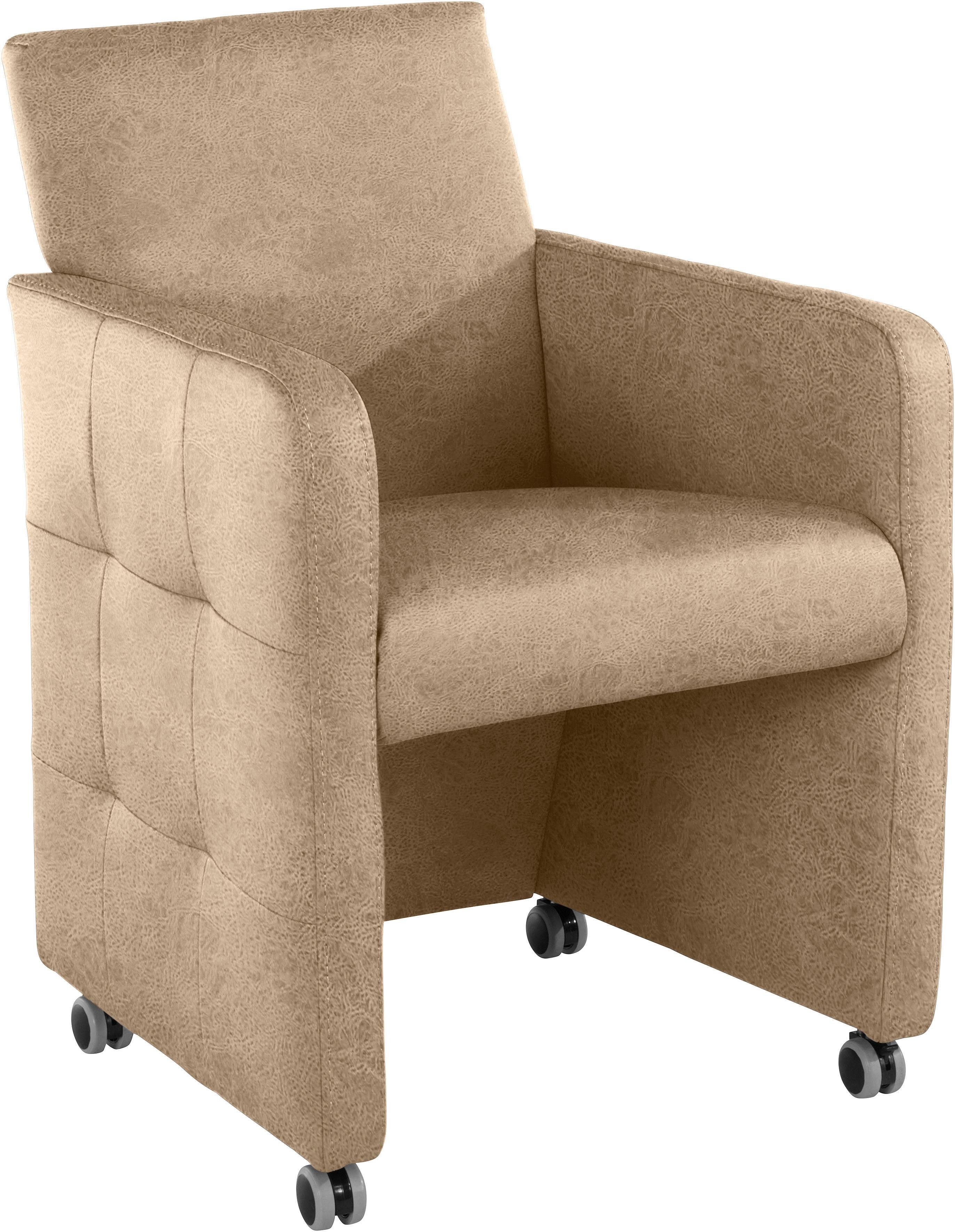 exxpo - sofa fashion Fauteuil Barista clubstoel op wielen, smalle armleuningen, actueel ontwerp