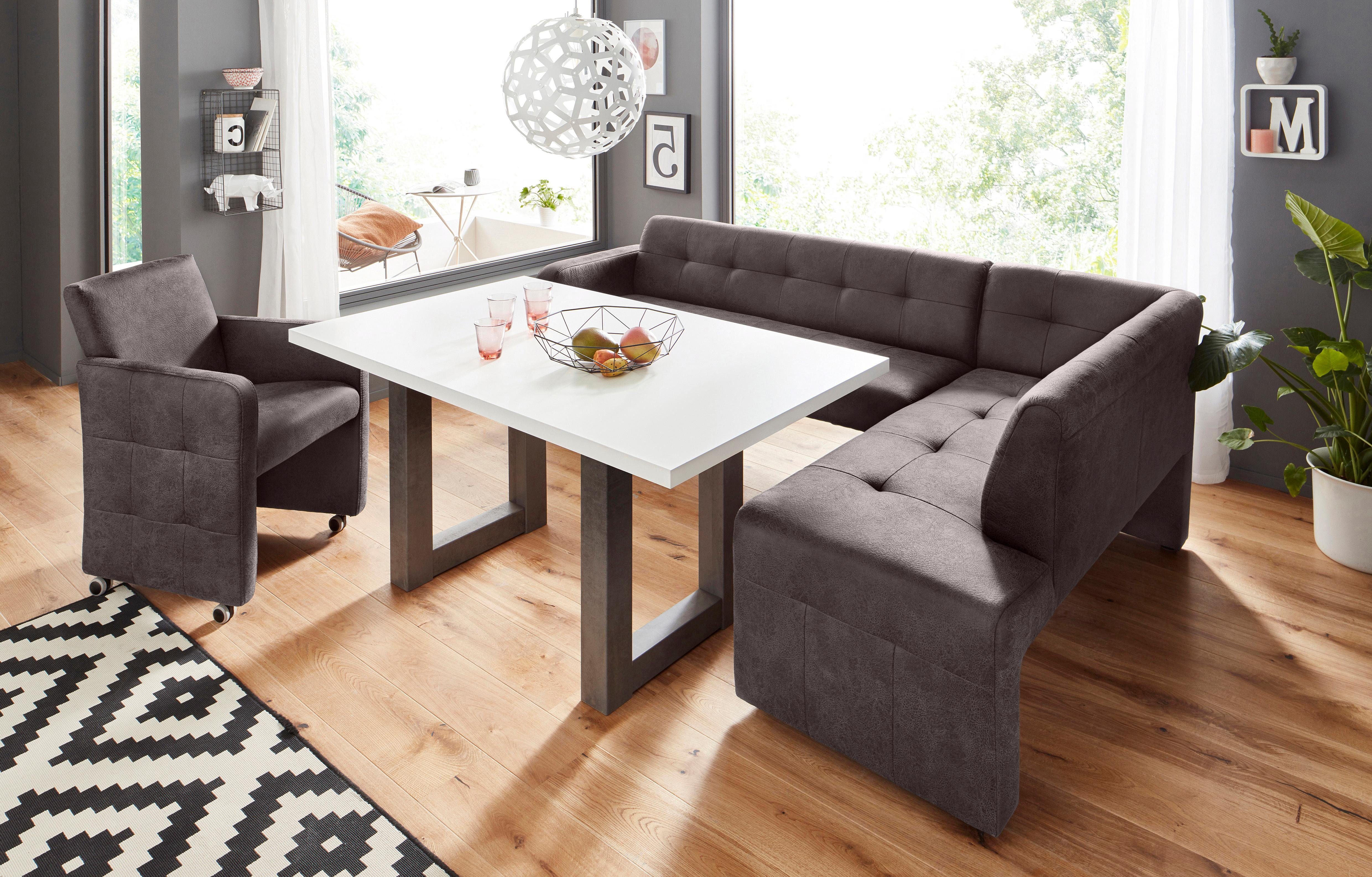exxpo - sofa fashion Hoekbank Barista met geweldige detailafwerking, hoge bodemvrijheid Comfortabele zithoogte 49 cm, vrij in de ruimte te plaatsen