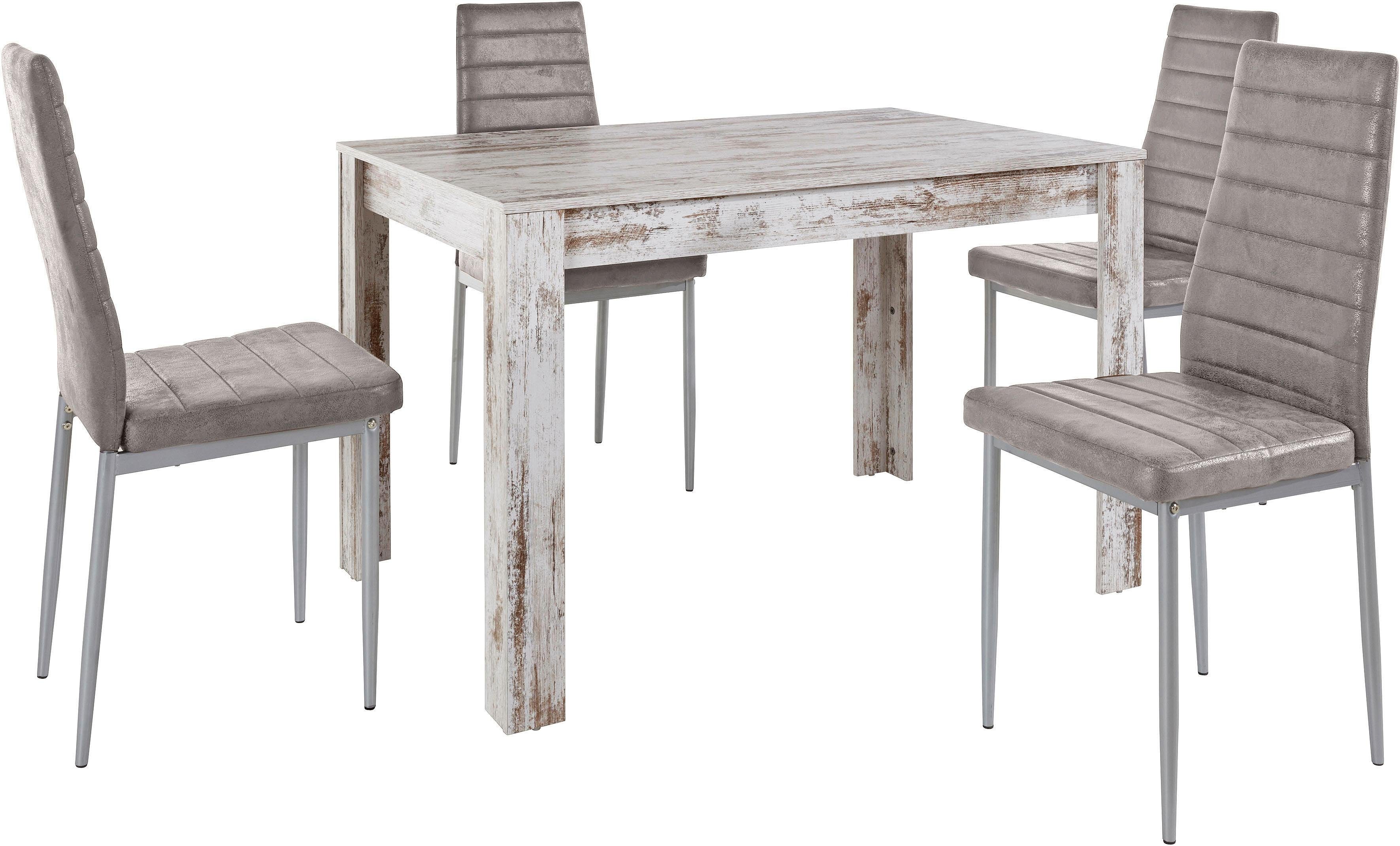 INOSIGN Eethoek Met tafel en 4 stoelen Tafelbreedte 120 cm eetkamer set, tafelgroep (set, 5-delig)