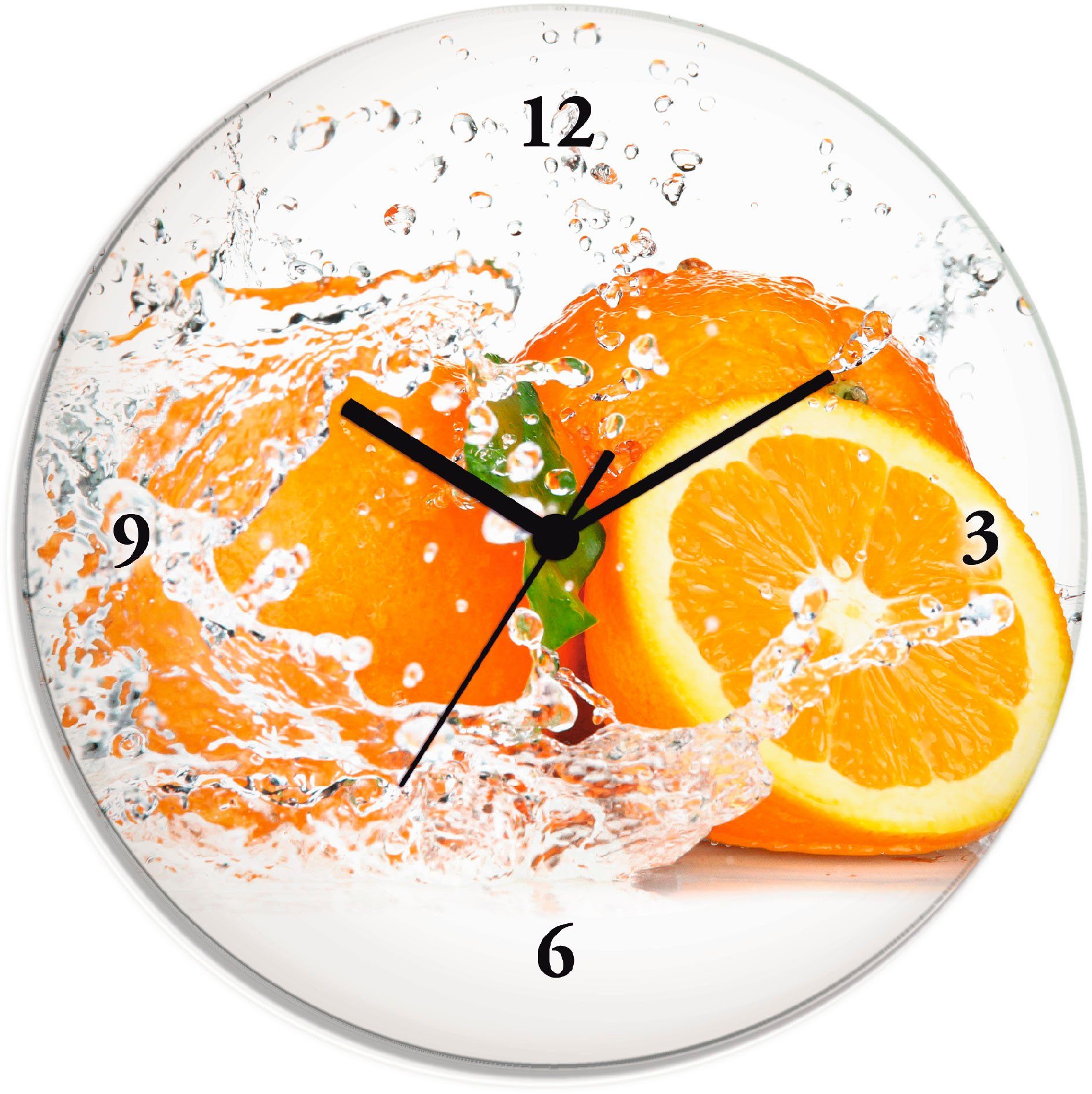 Artland Wandklok Orange met spatwater optioneel verkrijgbaar met kwarts- of radiografisch uurwerk, geruisloos zonder tikkend geluid klokken & wekkers